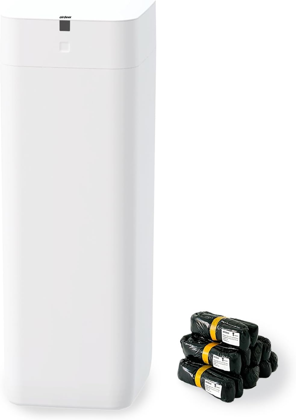 Automatic Trash Can, 4 Gallon Self Sealing and Self-Changing Smart Trash Can, Motion Sensor, Touchless Garbage can with lid for Kitchen Bathroom Bedroom, 6 Refill Rings(A1, Black Line)