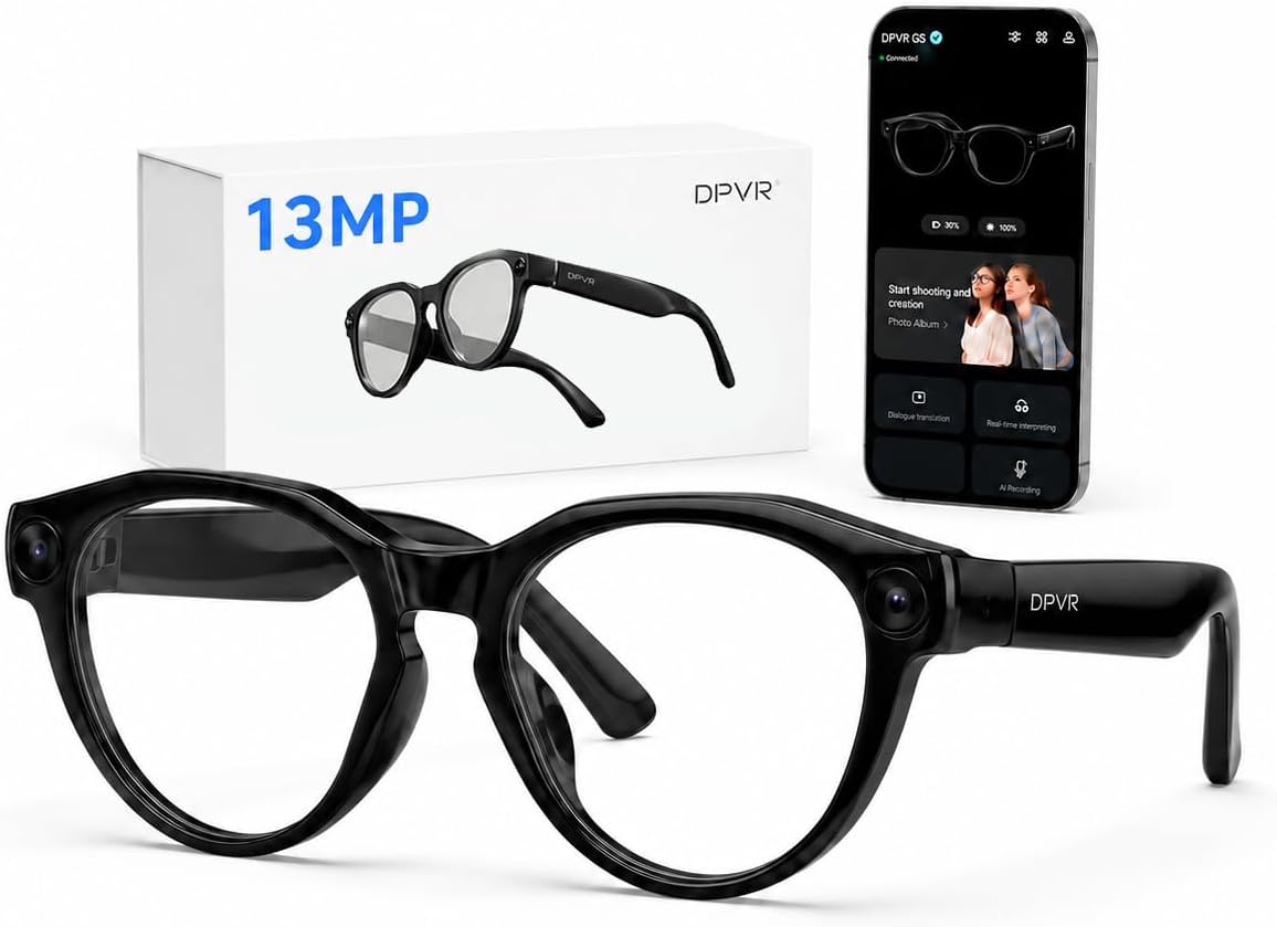 Smart Glasses with Camera and Bluetooth – 13MP 4K Camera Glasses for Men & Women, Video Recording Glasses with Continuous Voice Assistant, AI Translation, IP54, for Travel, Work, Music, Vlog