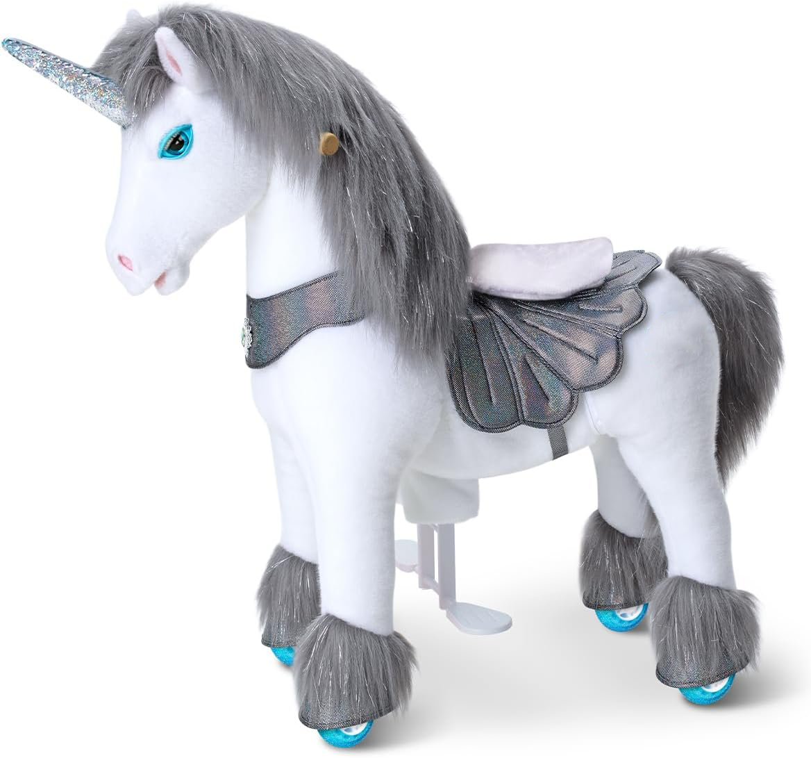 Kid-powered Ride-on Pony on Pony for Kids, Brown Interactive Toys, Age 4-7 |  with Brake, No Battery, 35.4" Height, Sturdy Ride-on Toy, Riding Horse Toy, Indoor Outdoor with Wheels