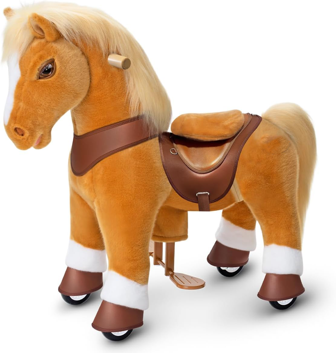 Kid-powered Ride-on Pony on Pony for Kids, Brown Interactive Toys, Age 4-7 |  with Brake, No Battery, 35.4" Height, Sturdy Ride-on Toy, Riding Horse Toy, Indoor Outdoor with Wheels