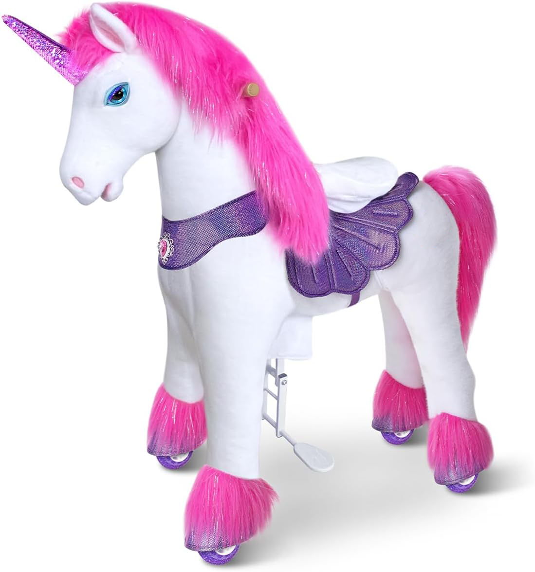 Kid-powered Ride-on Pony on Pony for Kids, Brown Interactive Toys, Age 4-7 |  with Brake, No Battery, 35.4" Height, Sturdy Ride-on Toy, Riding Horse Toy, Indoor Outdoor with Wheels