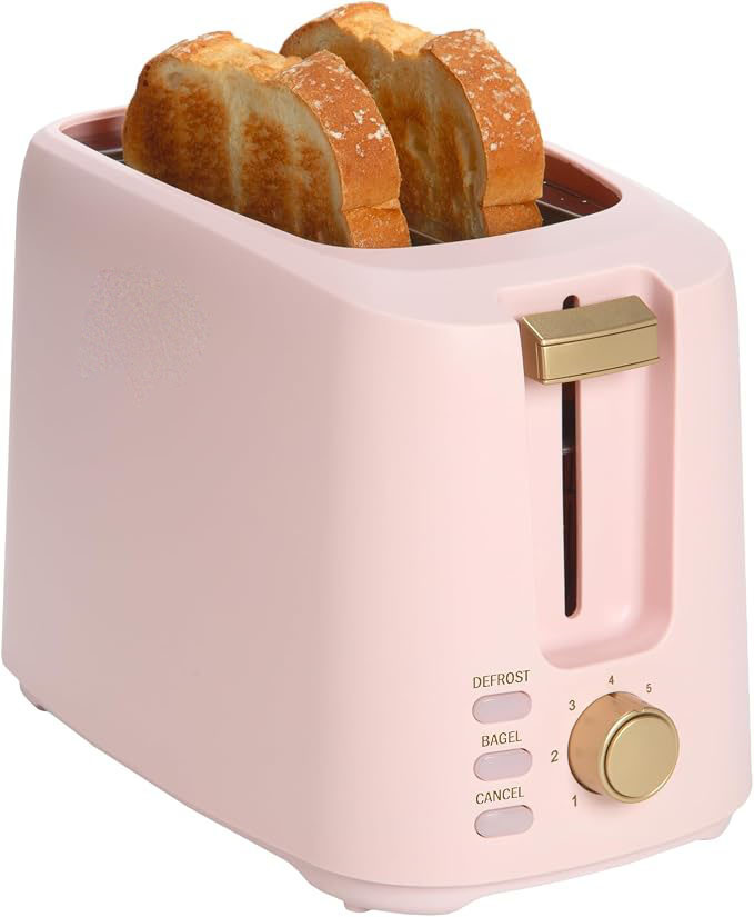 Paris Hilton 2-Slice Toaster, Extra-Wide Slots, 7 Browning Settings, Bagel & Defrost Functions, Removable Crumb Tray, Pink
