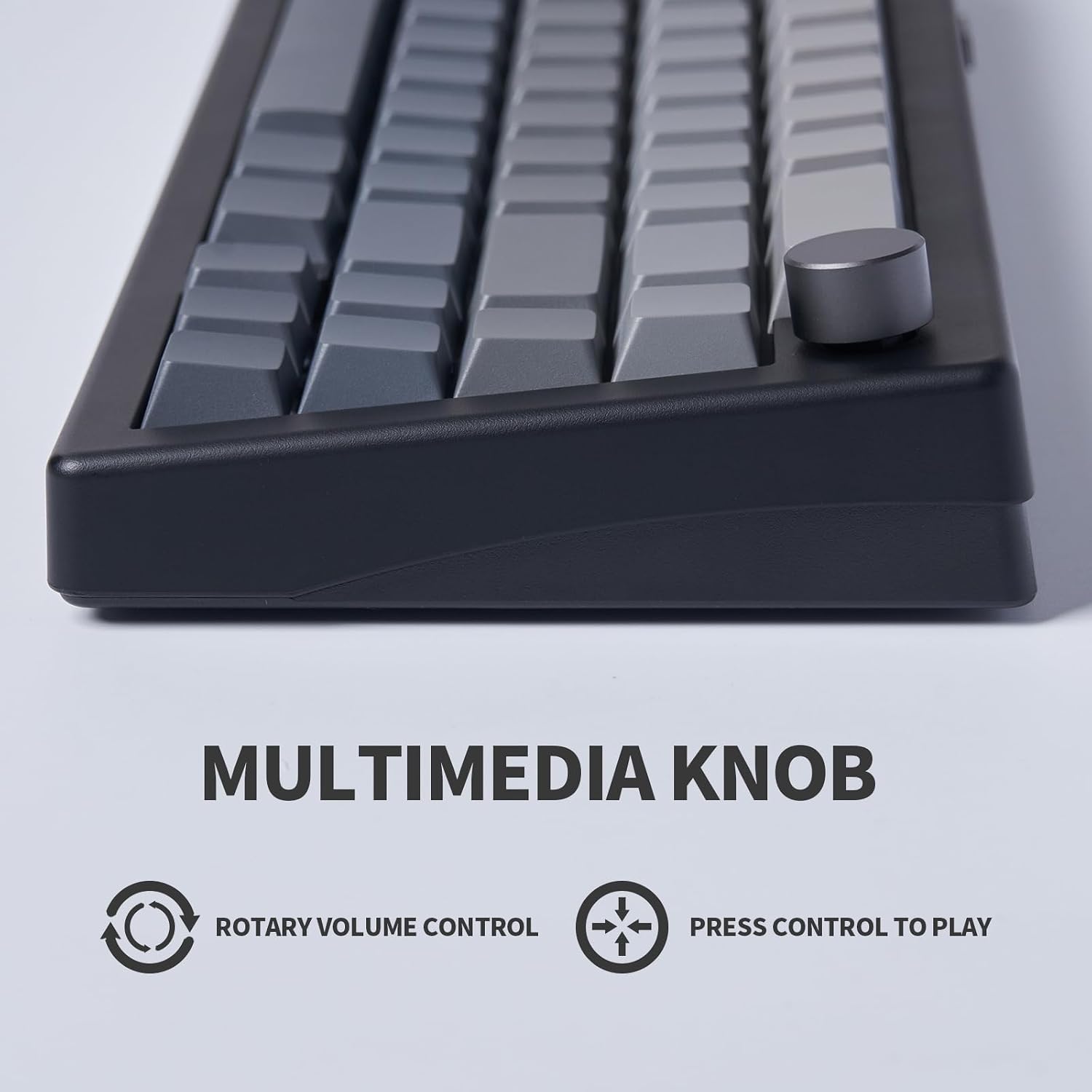 Gray Backlit Mechanical Keyboard Hot-Swappable Bluetooth/2.4G/Type-C 65% Custom RGB Keyboard with Linear Lubed Switches VIA Programmable Volume Knob for Win/Mac/iOS