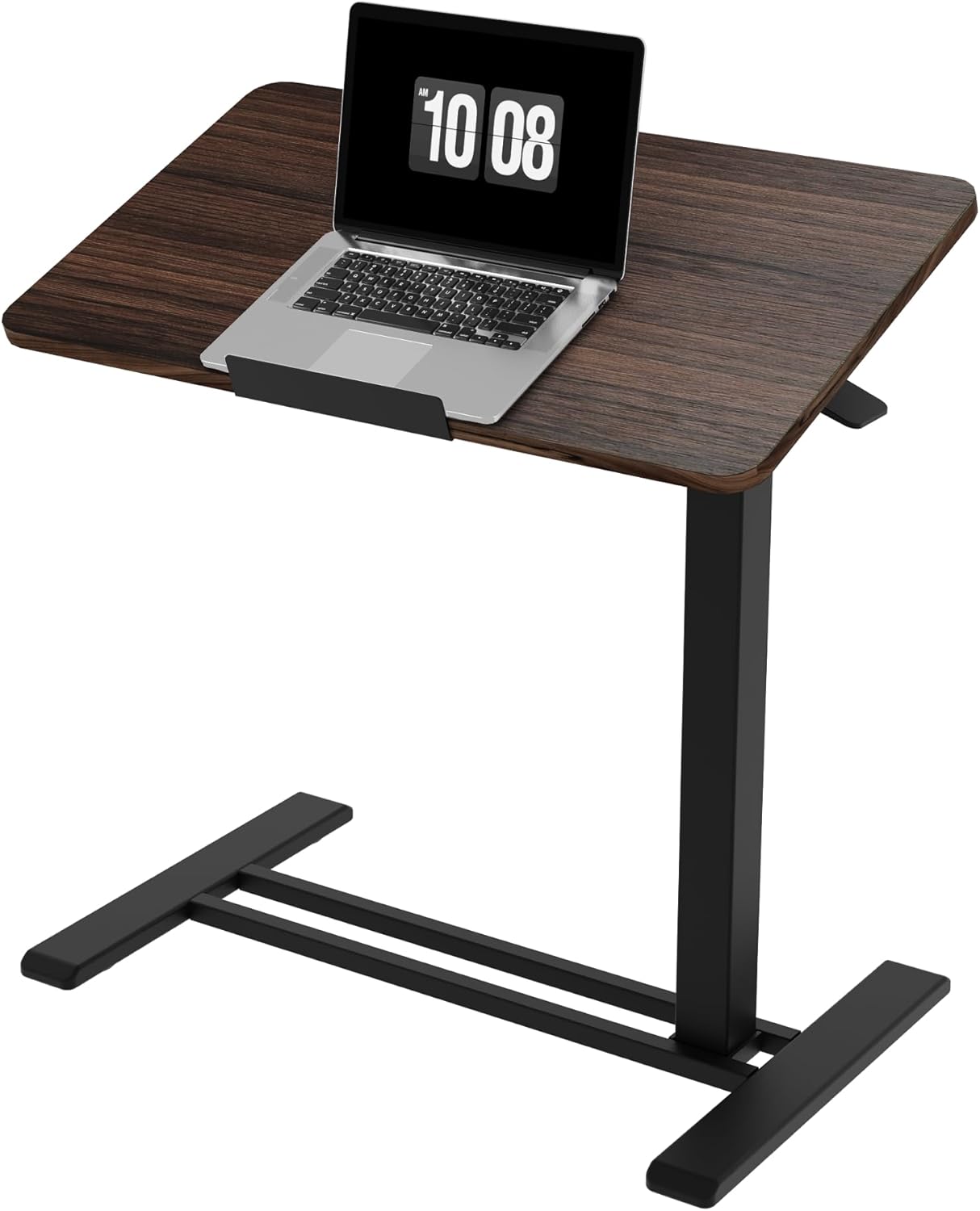 FLEXISPOT H7 PRO Mobile Standing Desk Adjustable Overbed Table Pneumatic with Wheels 90°Tiltable Portable Laptop Desk Rolling Computer Cart Foldable Bedside Table(27.6" W x 15.7" D, White)