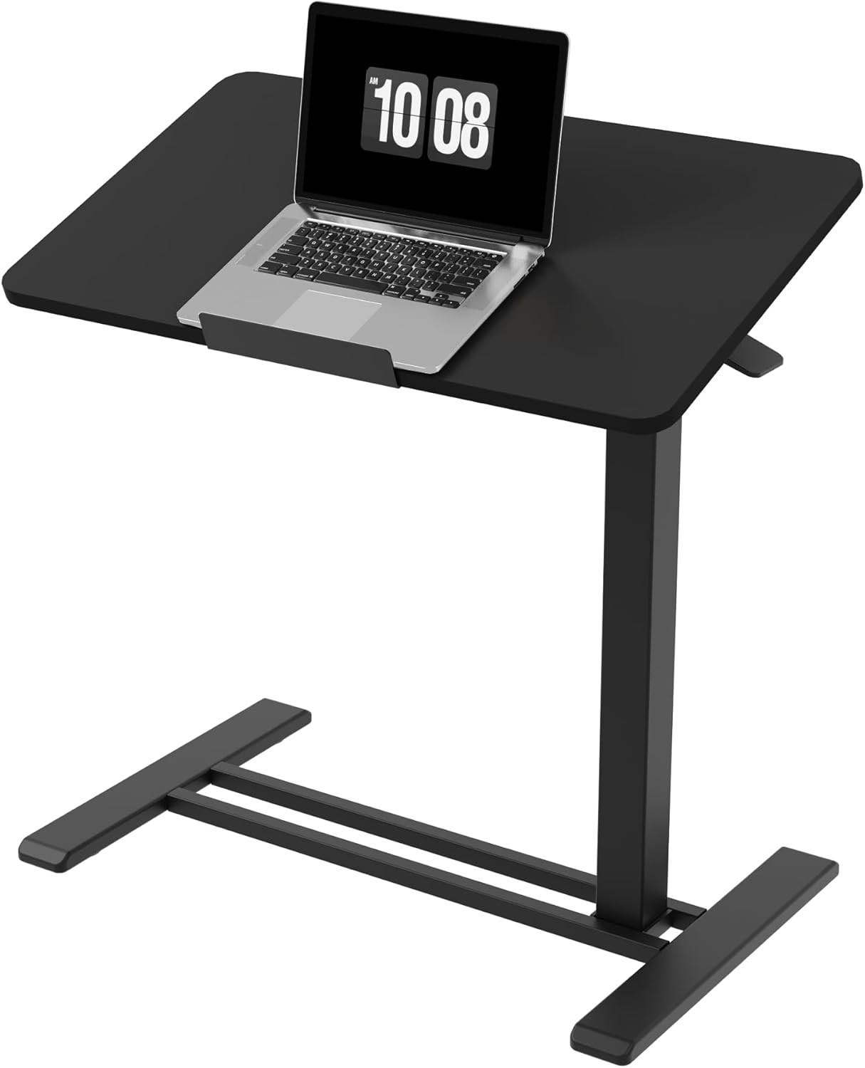 FLEXISPOT H7 PRO Mobile Standing Desk Adjustable Overbed Table Pneumatic with Wheels 90°Tiltable Portable Laptop Desk Rolling Computer Cart Foldable Bedside Table(27.6" W x 15.7" D, White)