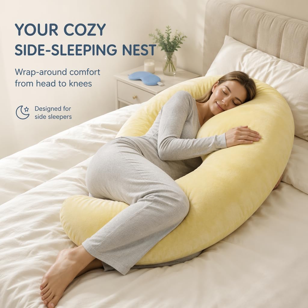 Cooling Moon Body Pillow Oversized Supportive for Side Sleepers Bed | Oversized Crescent Shape, Ultra Soft Supportive, For Bed Reading Lounging, Washable Cool-Touch Cover