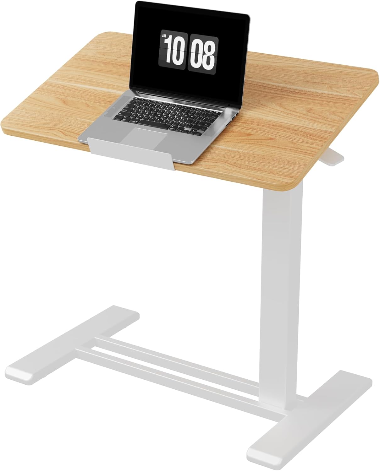 FLEXISPOT H7 PRO Mobile Standing Desk Adjustable Overbed Table Pneumatic with Wheels 90°Tiltable Portable Laptop Desk Rolling Computer Cart Foldable Bedside Table(27.6" W x 15.7" D, White)