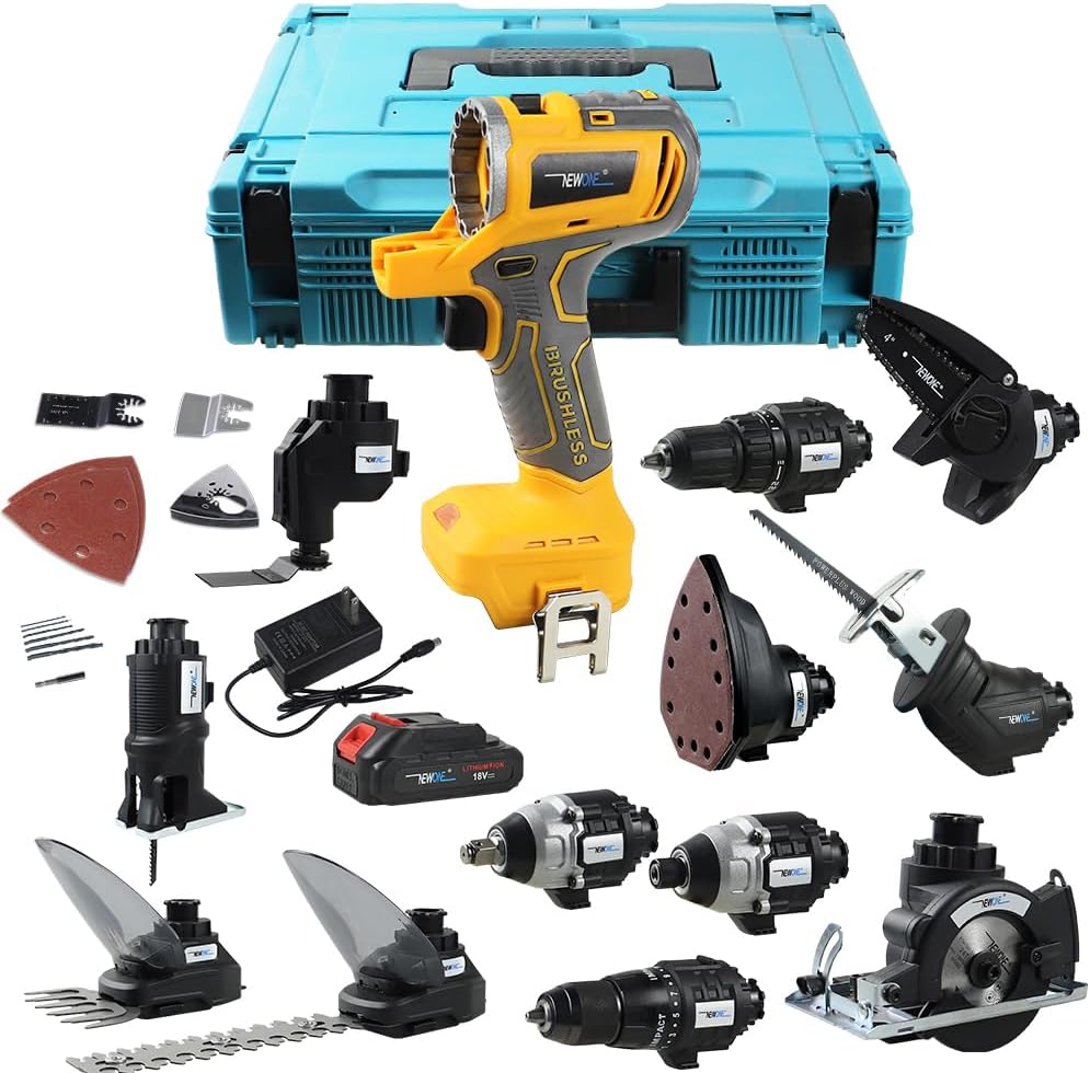 12-Tools Set Power Tool Combo Kits Compatible with Milwau-kee 18V Battery,Cordless Tool Set,2 Batteries and Charger (12-Tools Set Red)