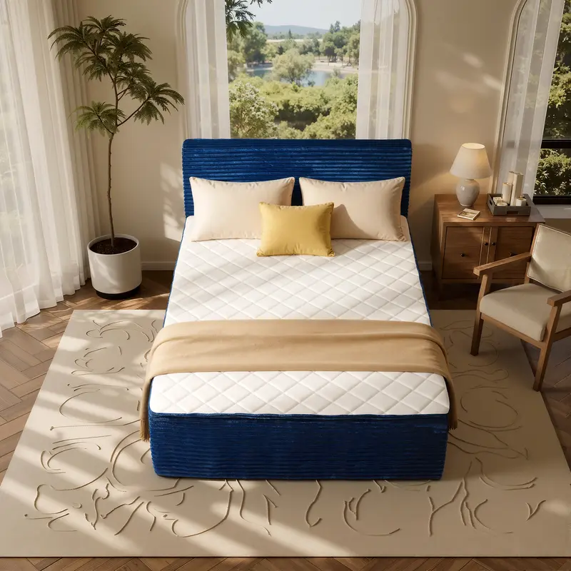 Queen Size Memory Foam Mattress with Removable Headboard, 17" Sofa Bed Full Mattress, Individually Pocketed Springs, Pressure Relief, Motion Isolation, Provides Support, CertiPUR-US Certified - No Assembly Required