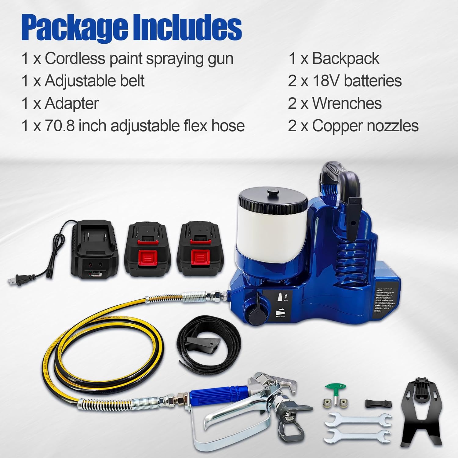 Portable Cordless Paint Spraying Gun Compatible with Makita 18V Battery – 70" Adjustable Hose, 360° Full Coverage & High Reach, Fast Shot Spraying for DIY & Professional Painting