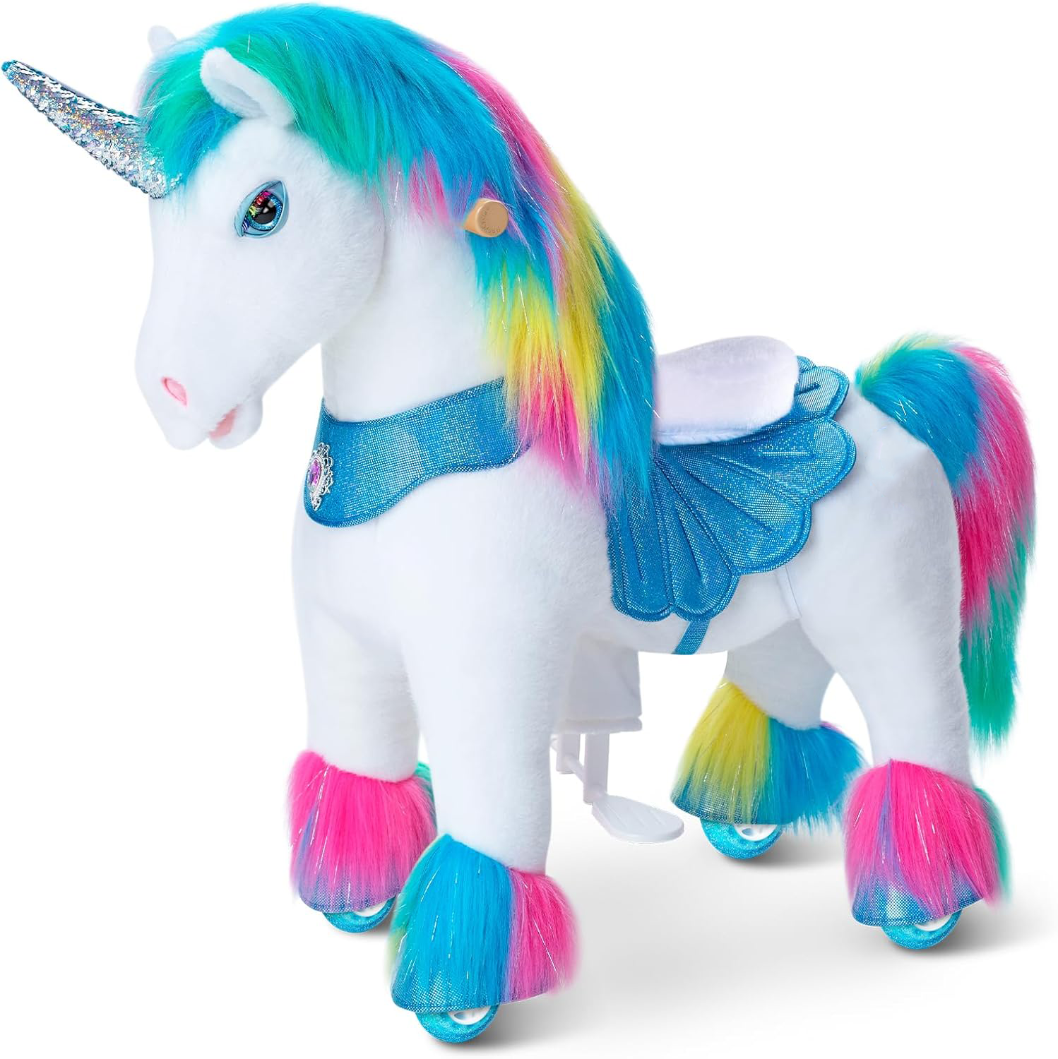 Kid-powered Ride-on Pony on Pony for Kids, Brown Interactive Toys, Age 4-7 |  with Brake, No Battery, 35.4" Height, Sturdy Ride-on Toy, Riding Horse Toy, Indoor Outdoor with Wheels