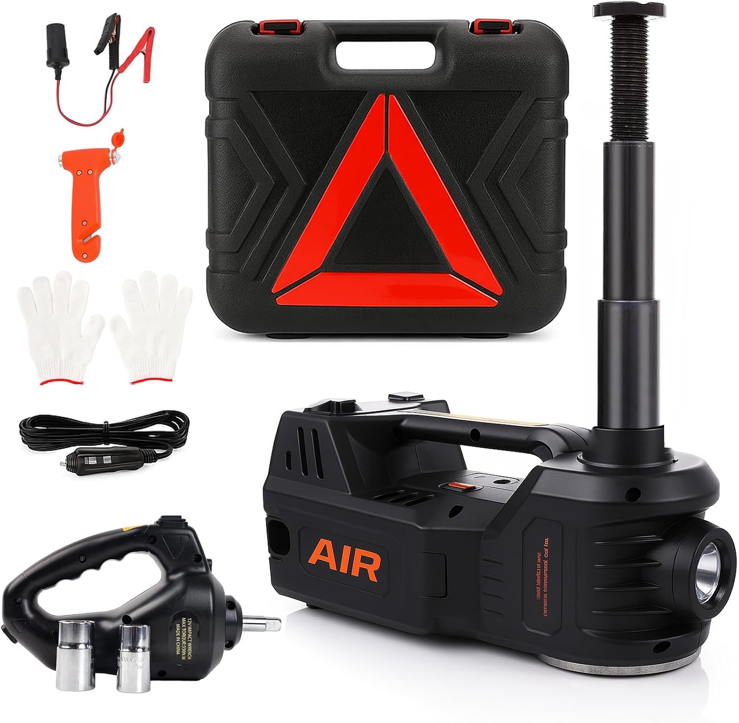 5T Electric Car Jack Kit – 12V Hydraulic Lift, Impact Wrench & Air Pump