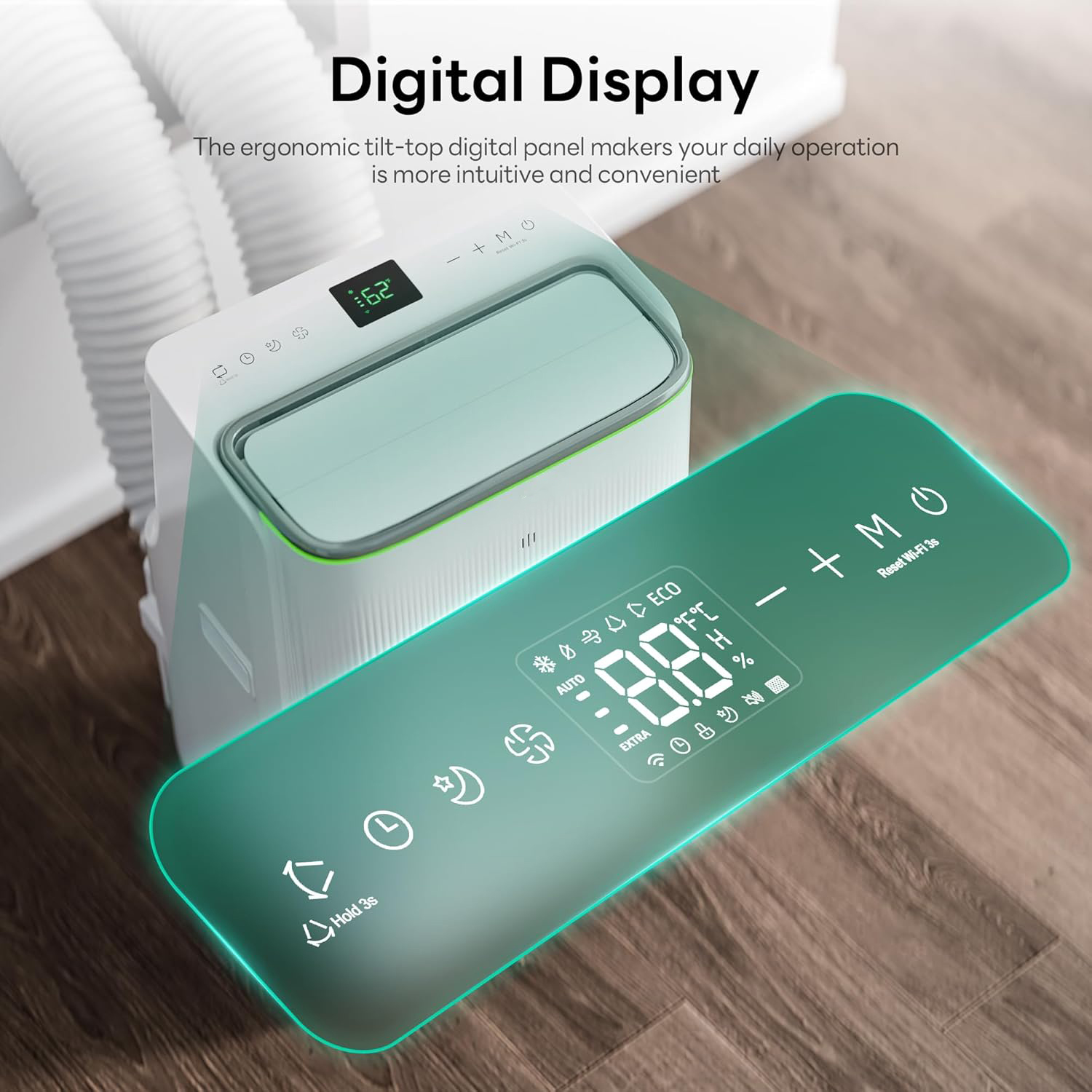 Smart Inverter Portable Air Conditioners, 14000 BTU (10000 BTU SACC) Dual Hose Portable AC Unit with Energy Saving/Ultra Quiet(42dB 2026)/Drainage-free Cool/APP/Remote for Multi-Scenario Use