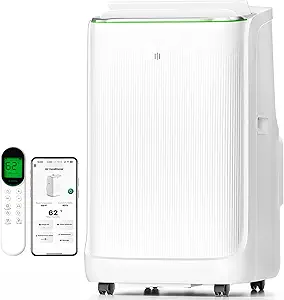 Smart Inverter Portable Air Conditioners, 14000 BTU (10000 BTU SACC) Dual Hose Portable AC Unit with Energy Saving/Ultra Quiet(42dB 2026)/Drainage-free Cool/APP/Remote for Multi-Scenario Use