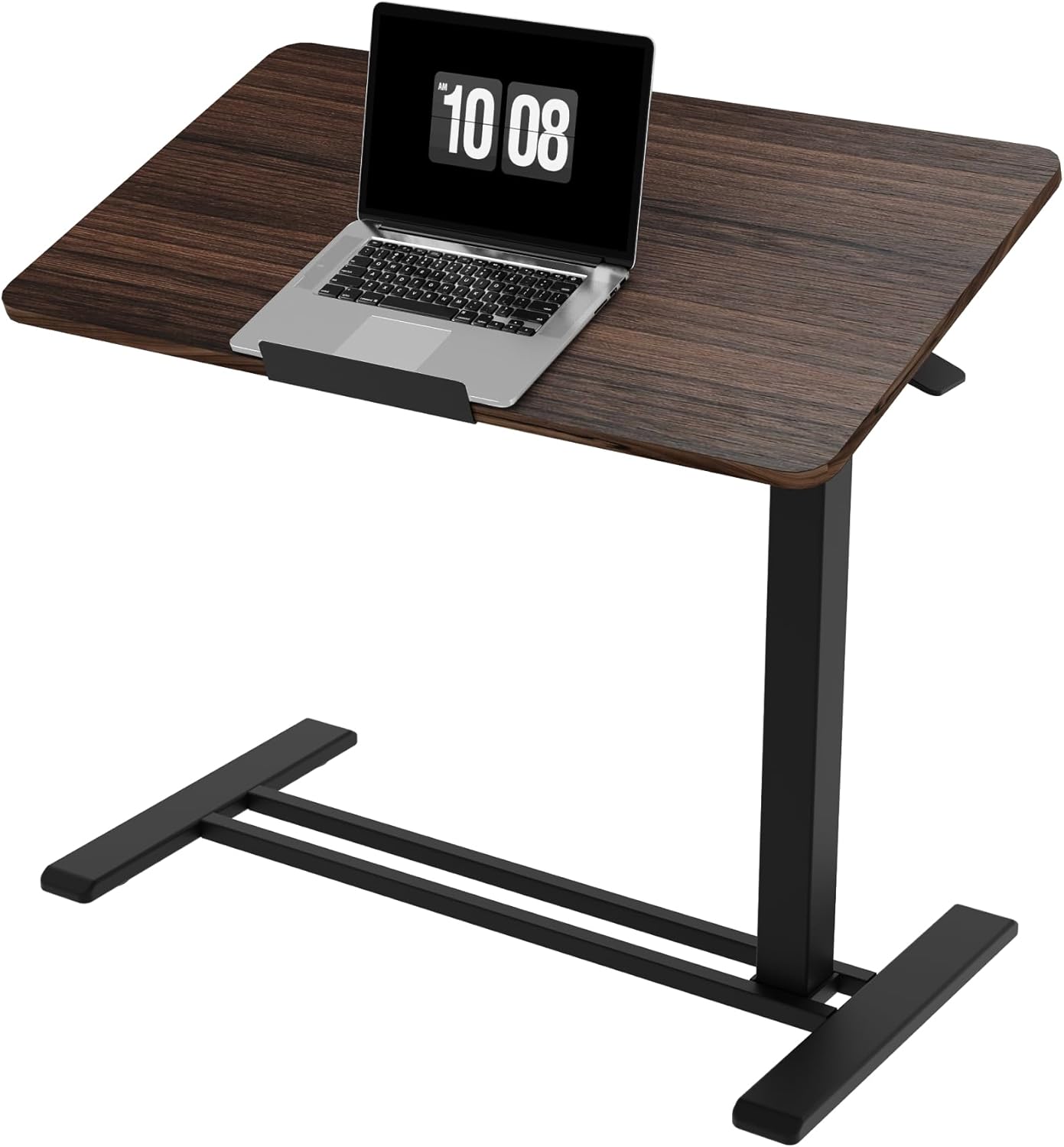 FLEXISPOT H7 PRO Mobile Standing Desk Adjustable Overbed Table Pneumatic with Wheels 90°Tiltable Portable Laptop Desk Rolling Computer Cart Foldable Bedside Table(27.6" W x 15.7" D, White)
