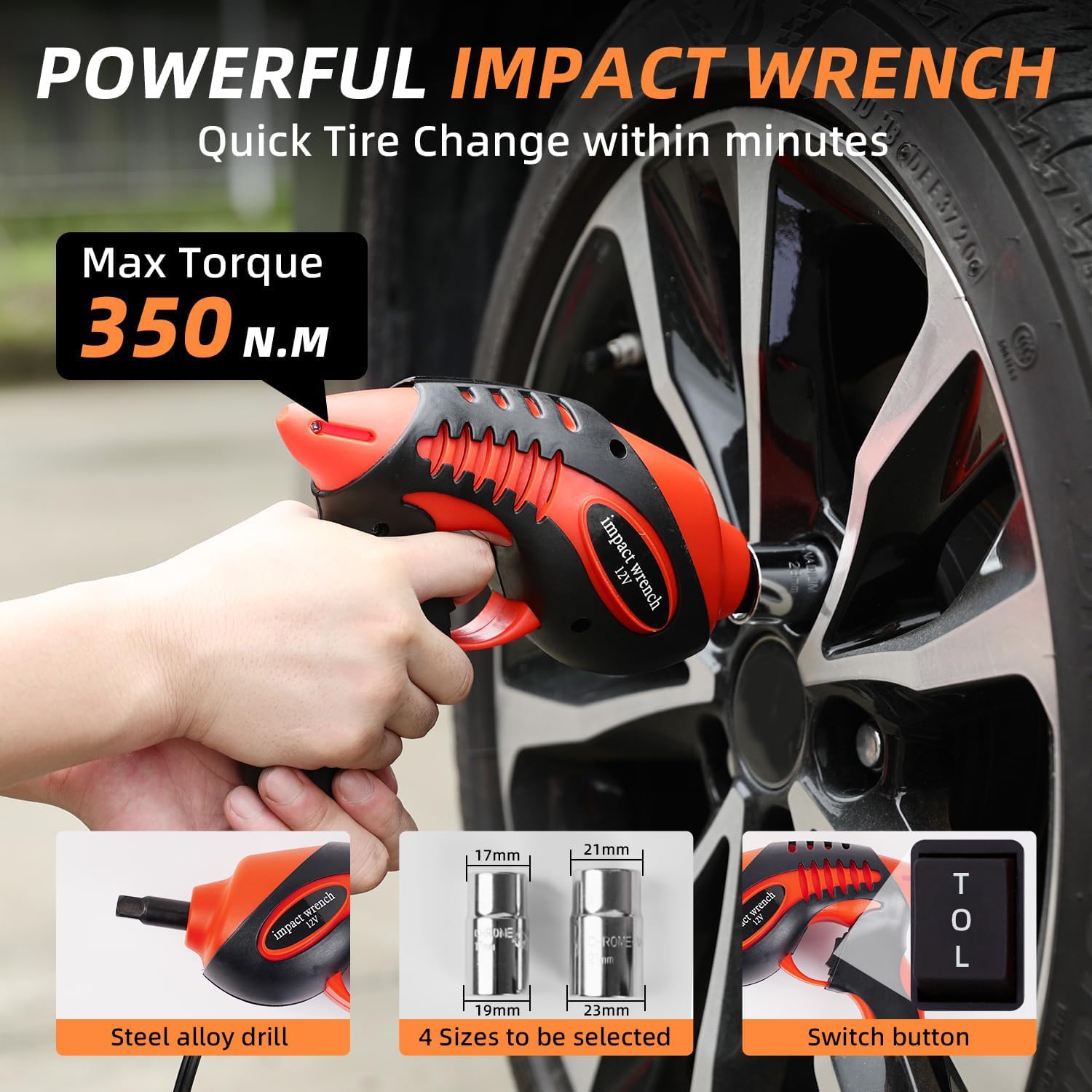 5T Electric Car Jack Kit – 12V Hydraulic Lift, Impact Wrench & Air Pump