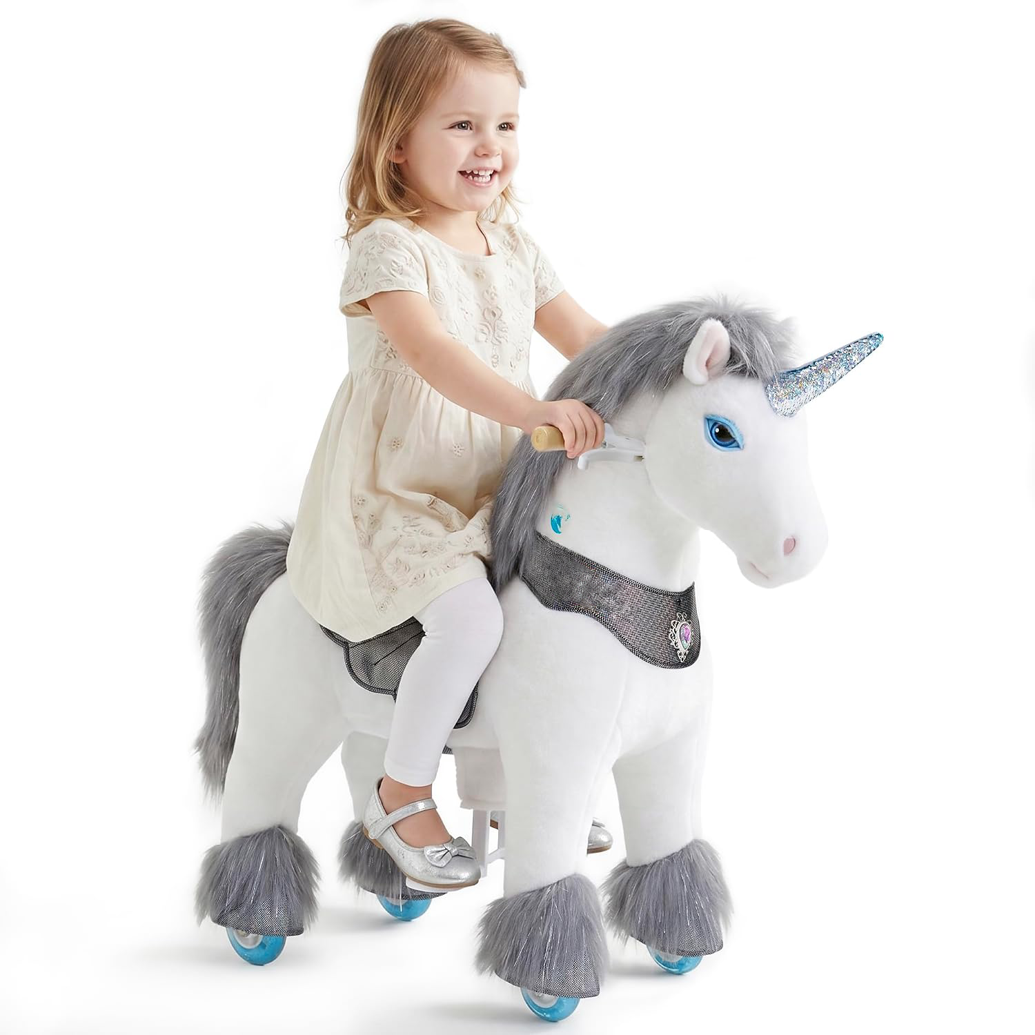 Kid-powered Ride-on Pony on Pony for Kids, Brown Interactive Toys, Age 4-7 |  with Brake, No Battery, 35.4" Height, Sturdy Ride-on Toy, Riding Horse Toy, Indoor Outdoor with Wheels