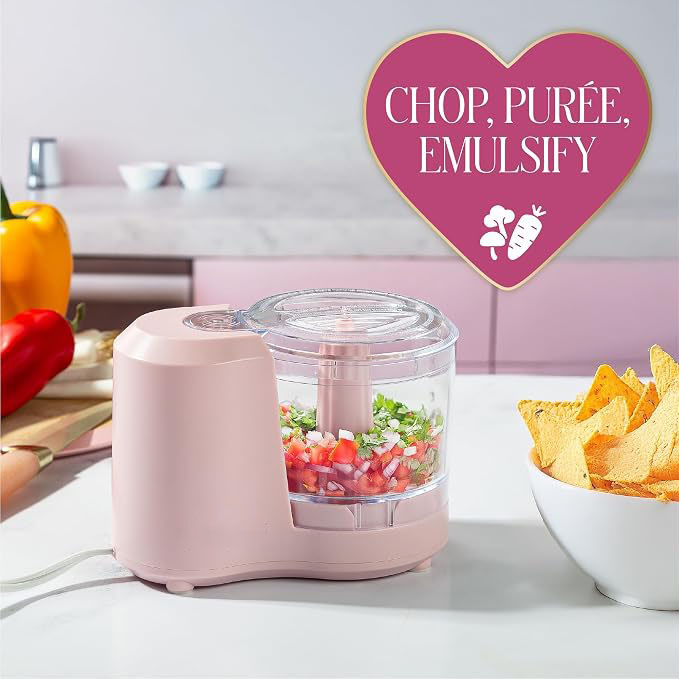 Free Bonus: Compact Blush Pink Mini Food Chopper and Processor