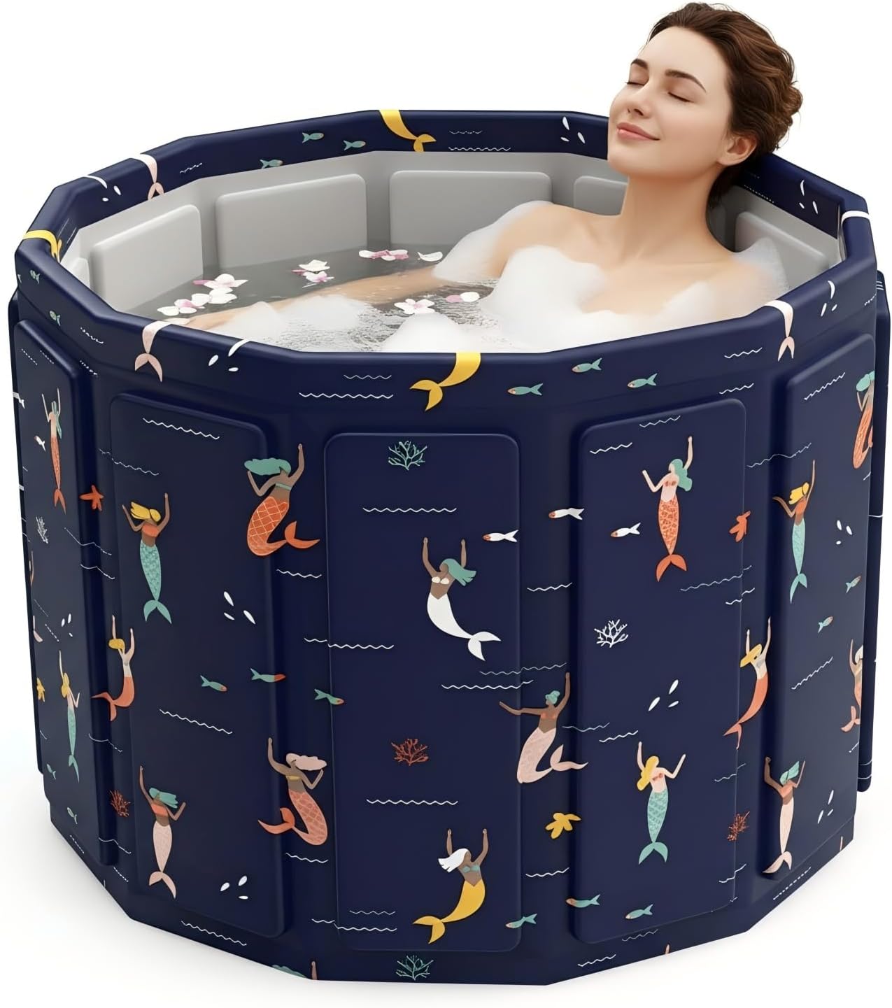 Portable Bathtub for Adult, Foldable Soaking Bathtub for Hot SPA&Ice Bath, Foldable Small Bathtub collapsible bathtub for Bathing, 6-layer Insulated portable tub,Space-Saving