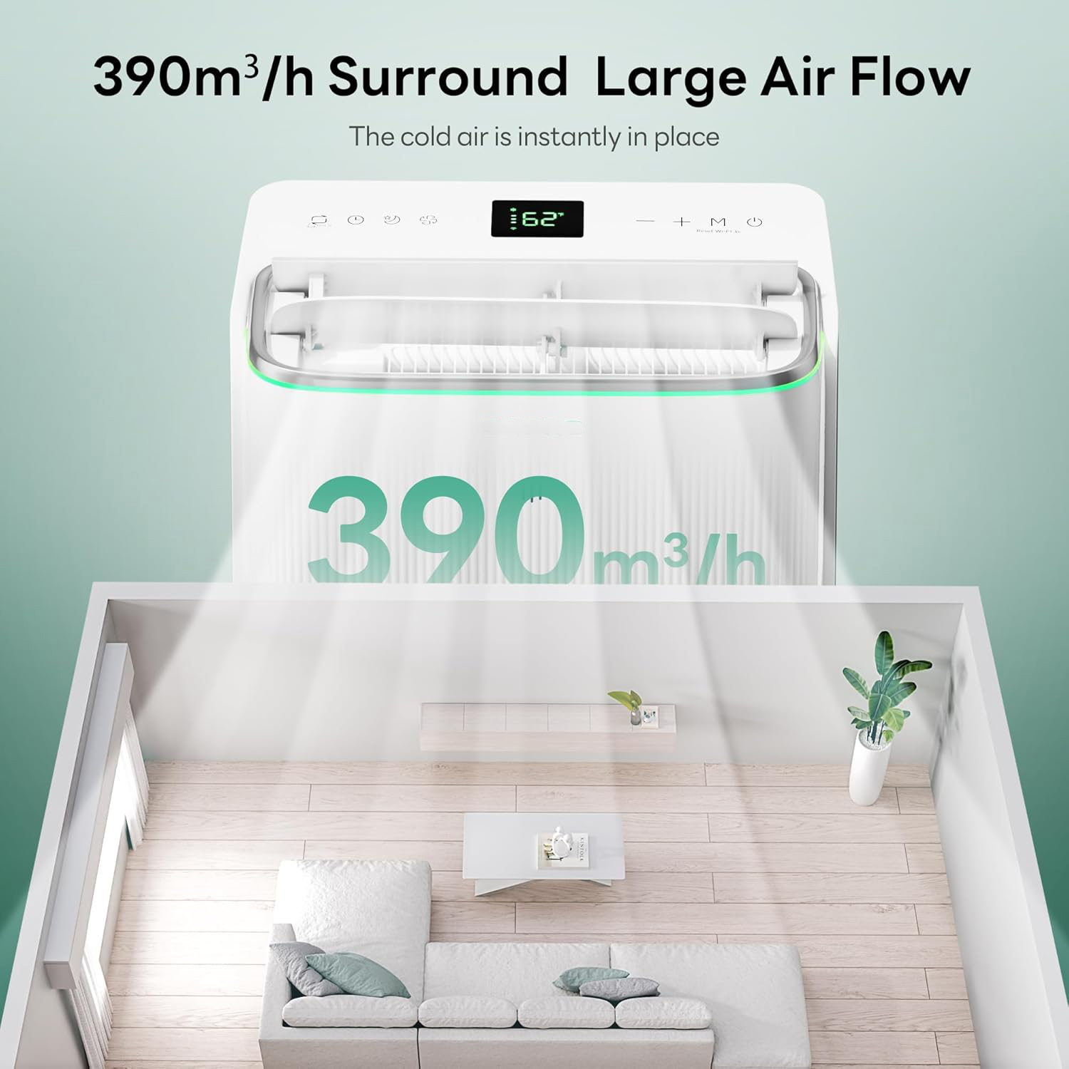 Smart Inverter Portable Air Conditioners, 14000 BTU (10000 BTU SACC) Dual Hose Portable AC Unit with Energy Saving/Ultra Quiet(42dB 2026)/Drainage-free Cool/APP/Remote for Multi-Scenario Use