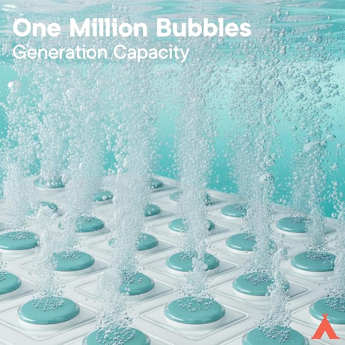 Bubble Bath Massager Mat for Bathtub, 47.24" x 14.57" Full-Body Heated Air Spa with 6-Level Adjustable Bubbles, Non-Slip Waterproof Design, Remote Control, For Stress, Muscle Relief & Relaxation, Aqua