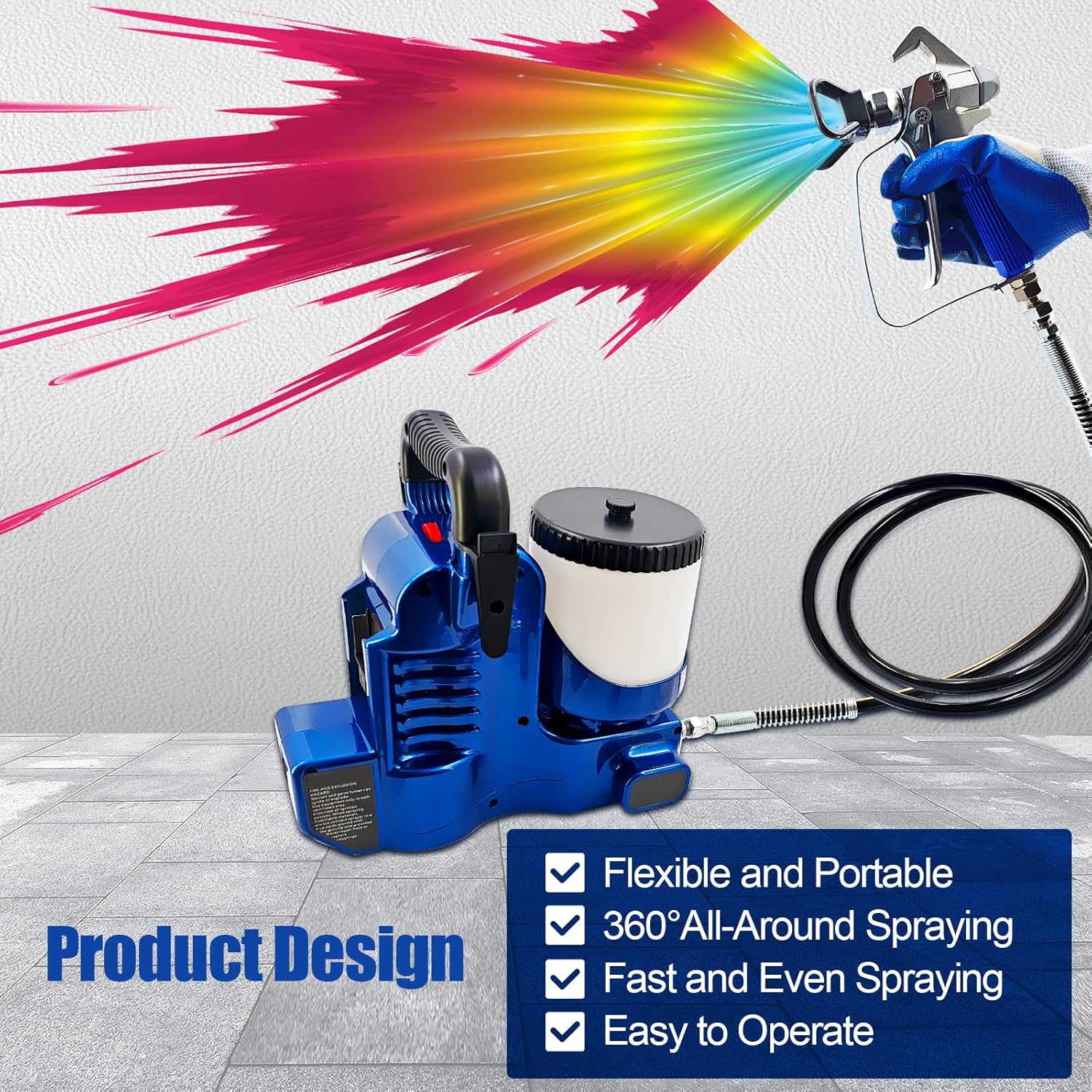 Portable Cordless Paint Spraying Gun Compatible with Makita 18V Battery – 70" Adjustable Hose, 360° Full Coverage & High Reach, Fast Shot Spraying for DIY & Professional Painting
