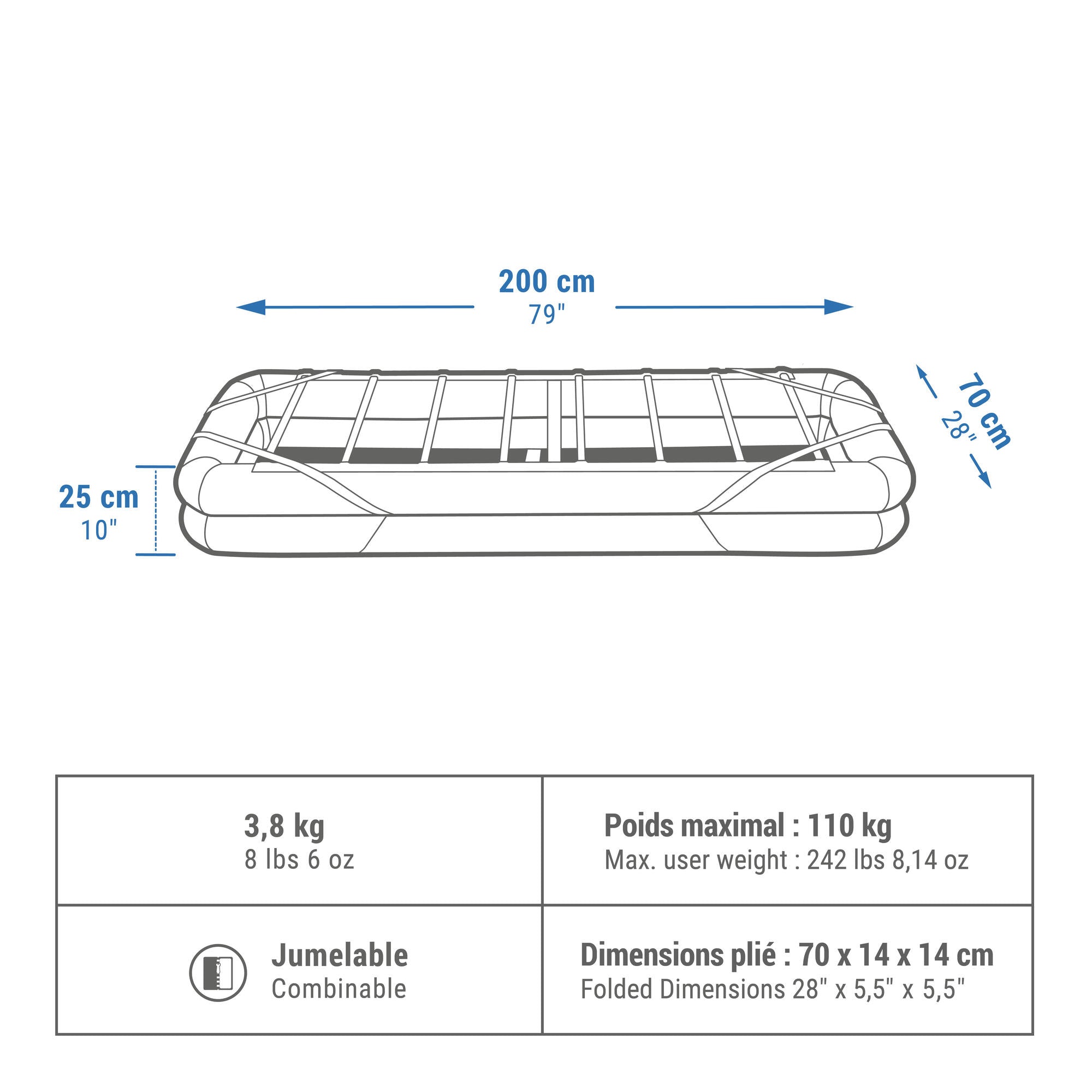 Camp Bed Air 79" Inflatable Camping Bed Base