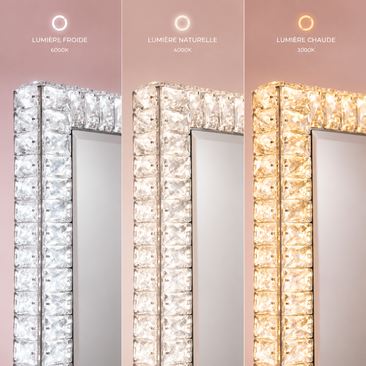 ✨ Crystal Framed Full Length LED Floor Mirror