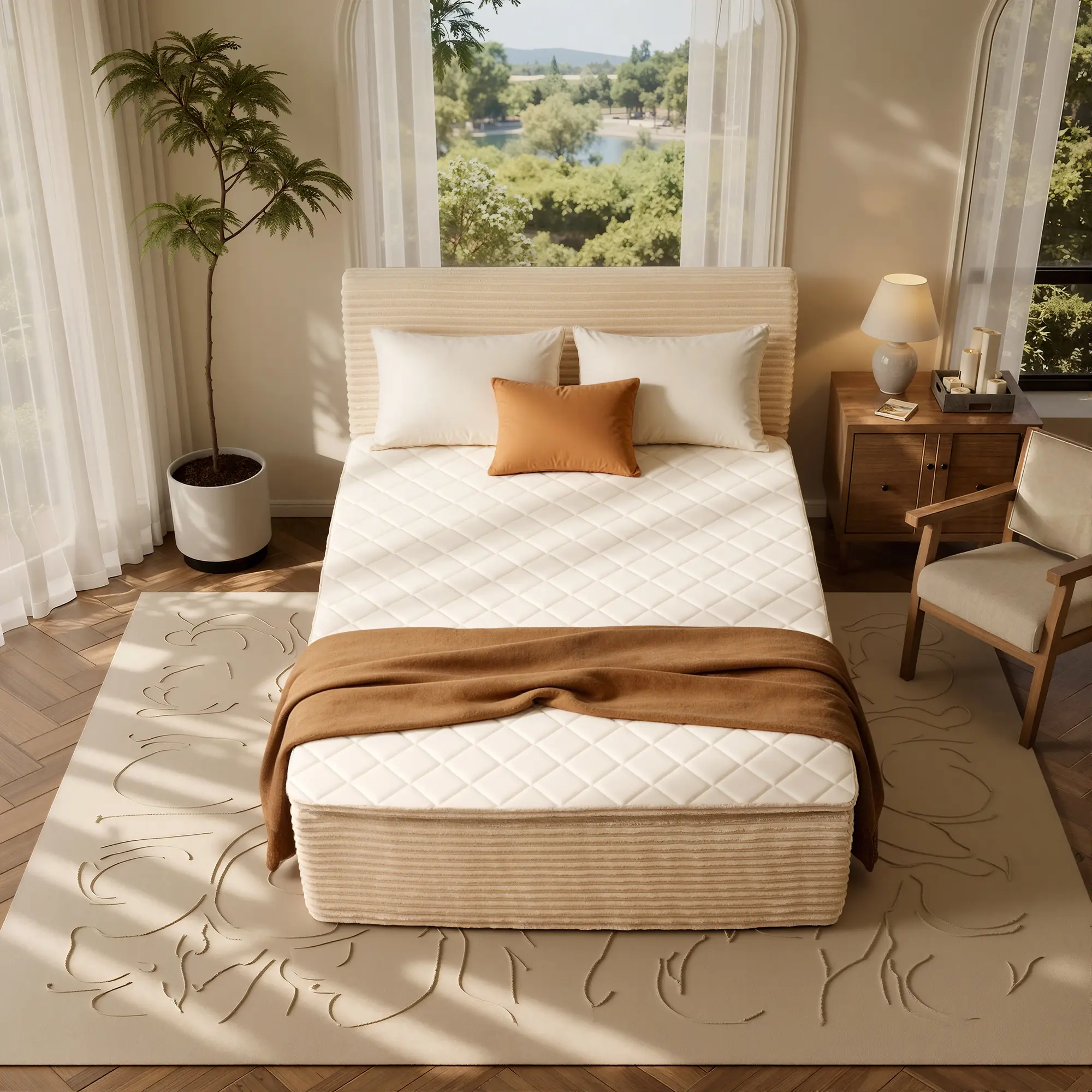 Queen Size Memory Foam Mattress with Removable Headboard, 17" Sofa Bed Full Mattress, Individually Pocketed Springs, Pressure Relief, Motion Isolation, Provides Support, CertiPUR-US Certified - No Assembly Required