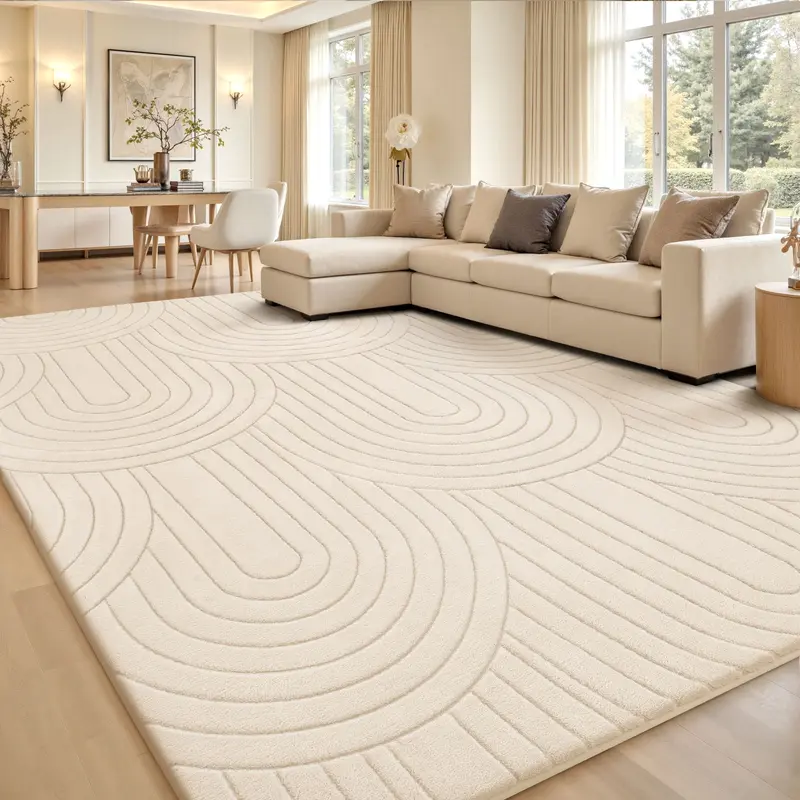 Fluffy Area Rug Soft Geometric Tree Ring