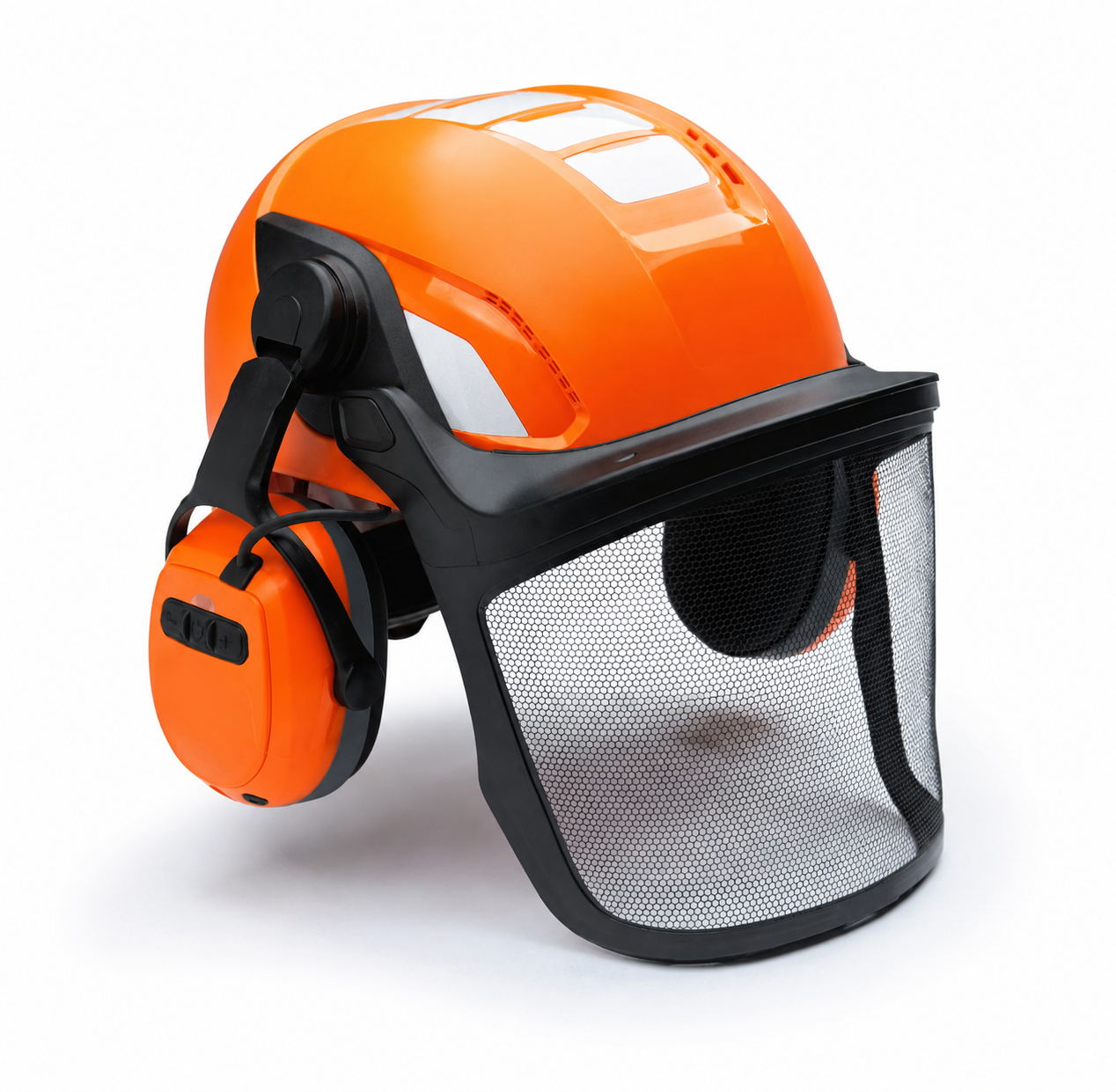 🛡️ 3-in-1 Head Protection: Helmet + Mesh Visor + Bluetooth Noise Canceling Earmuffs