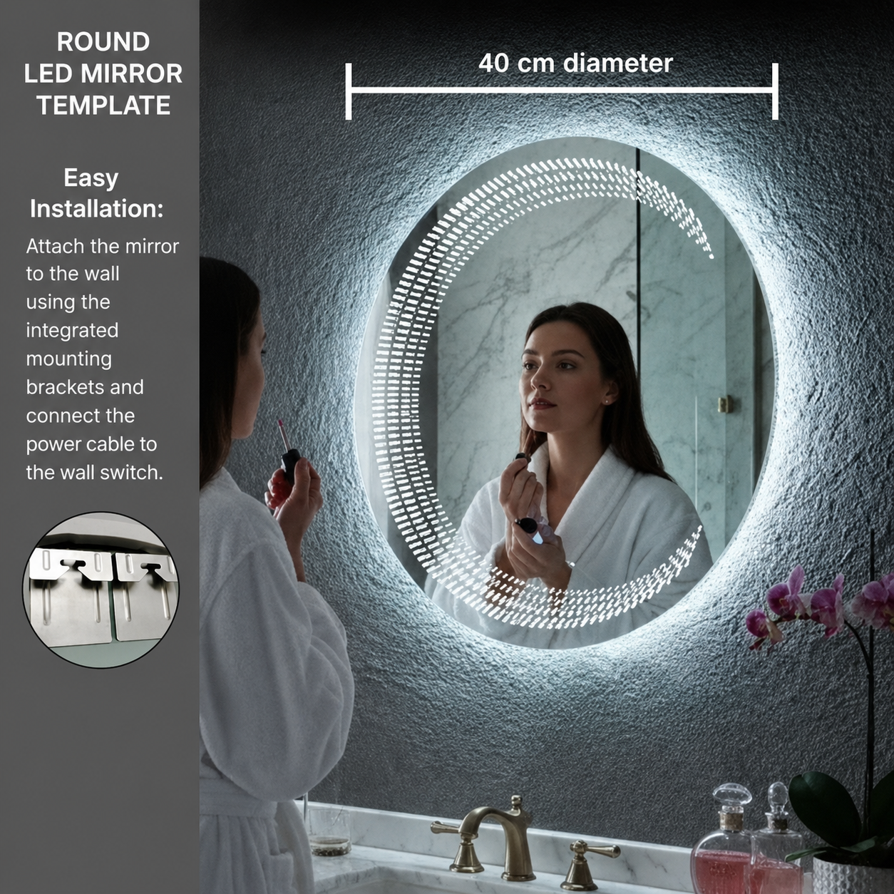 40cm Round Tempered LED Backlit Mirror