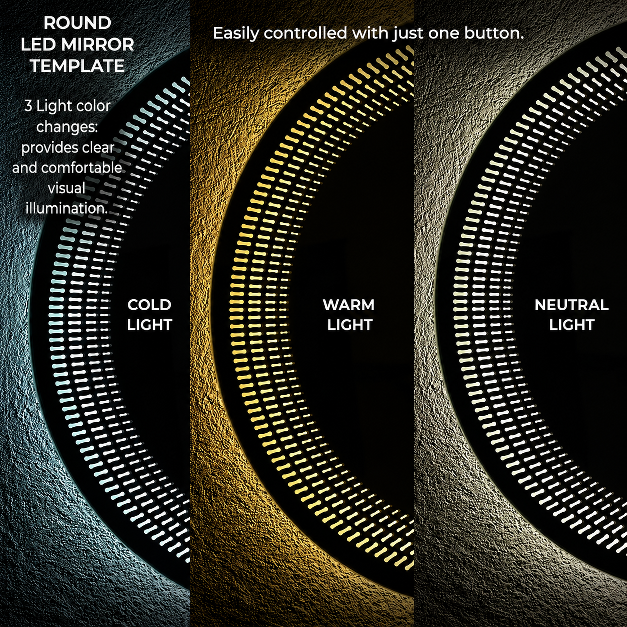 40cm Round Tempered LED Backlit Mirror