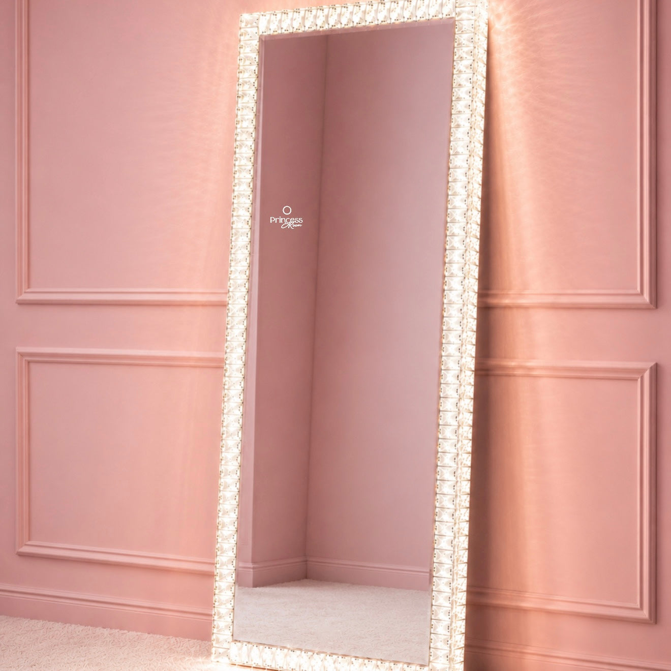 ✨ Crystal Framed Full Length LED Floor Mirror