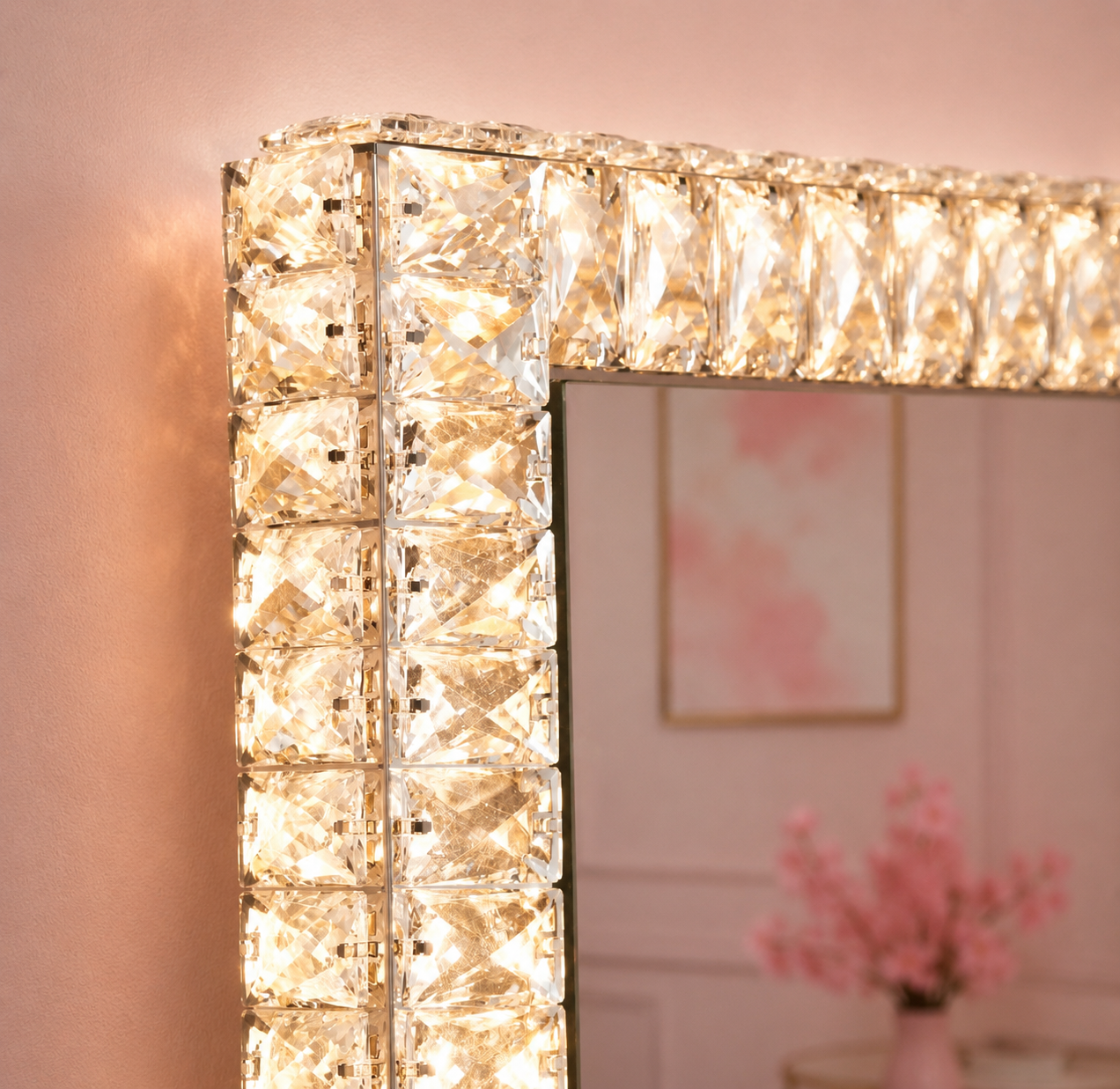 ✨ Crystal Framed Full Length LED Floor Mirror