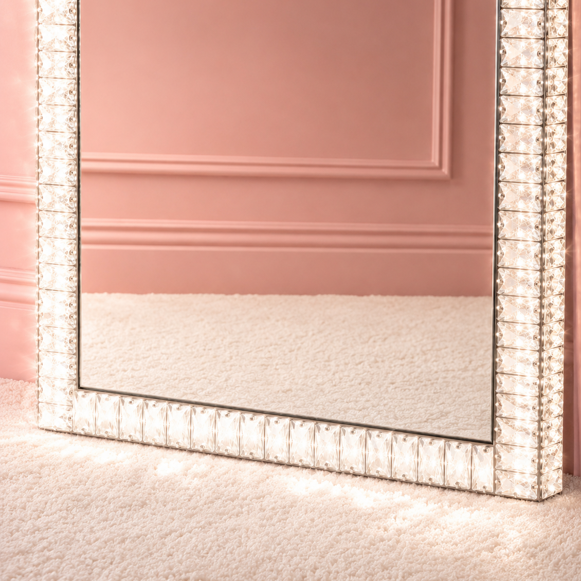 ✨ Crystal Framed Full Length LED Floor Mirror
