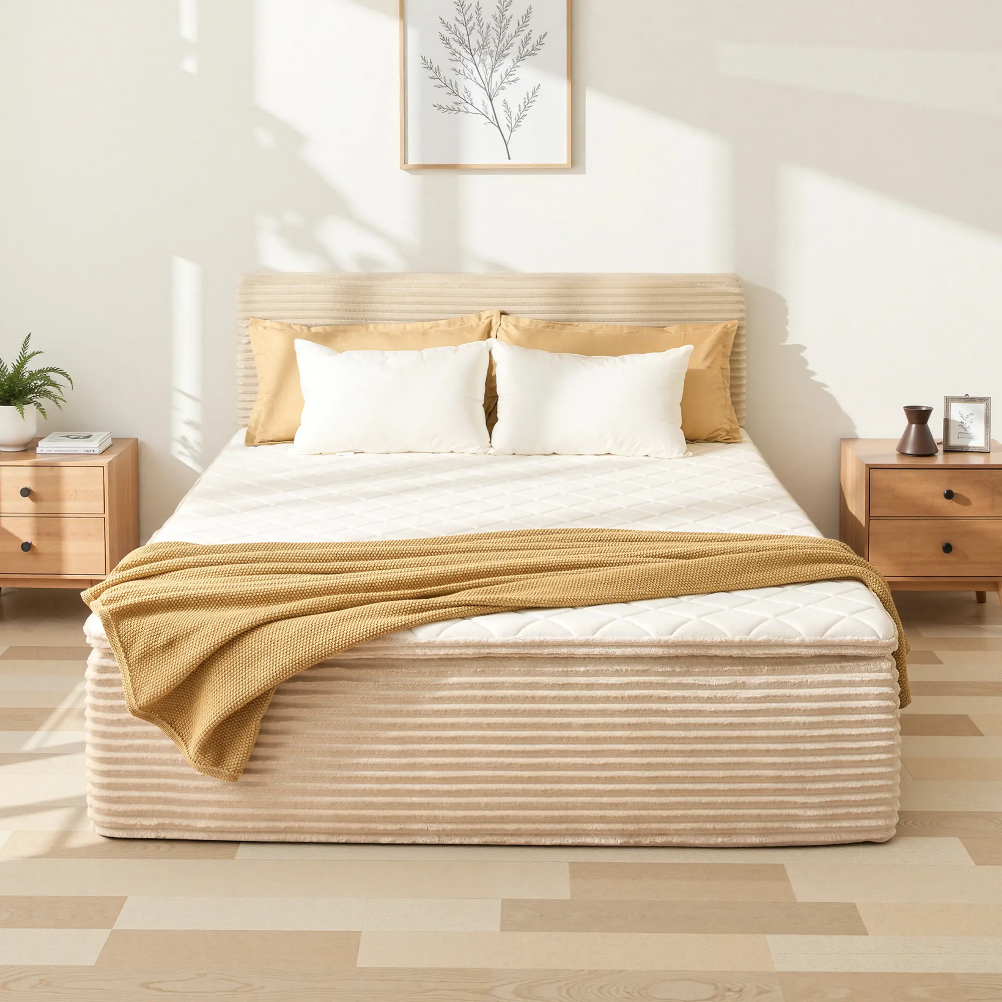 Queen Size Memory Foam Mattress with Removable Headboard, 17" Sofa Bed Full Mattress, Individually Pocketed Springs, Pressure Relief, Motion Isolation, Provides Support, CertiPUR-US Certified - No Assembly Required