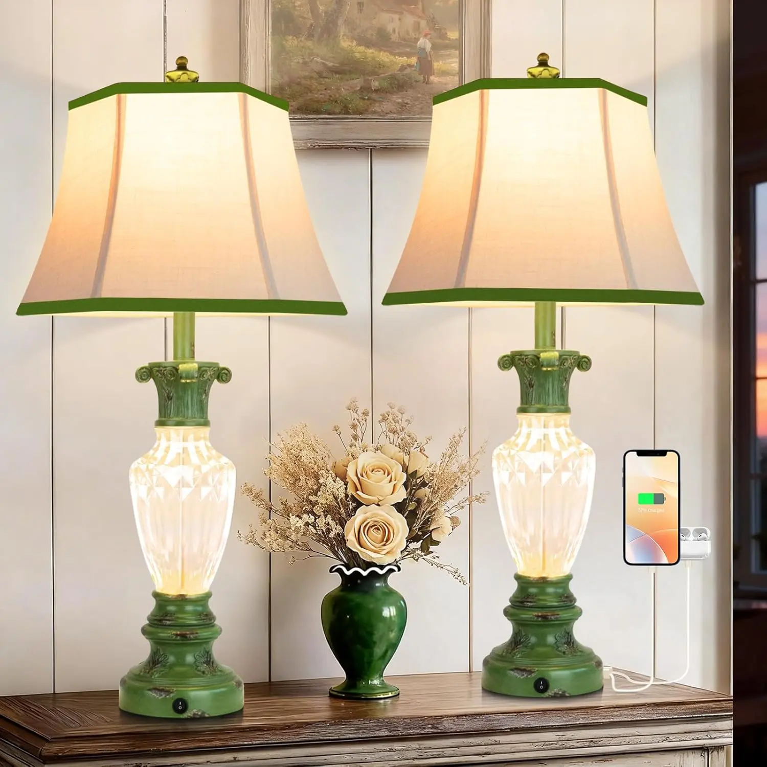 Marble Alabaster LED Table Lamp Set