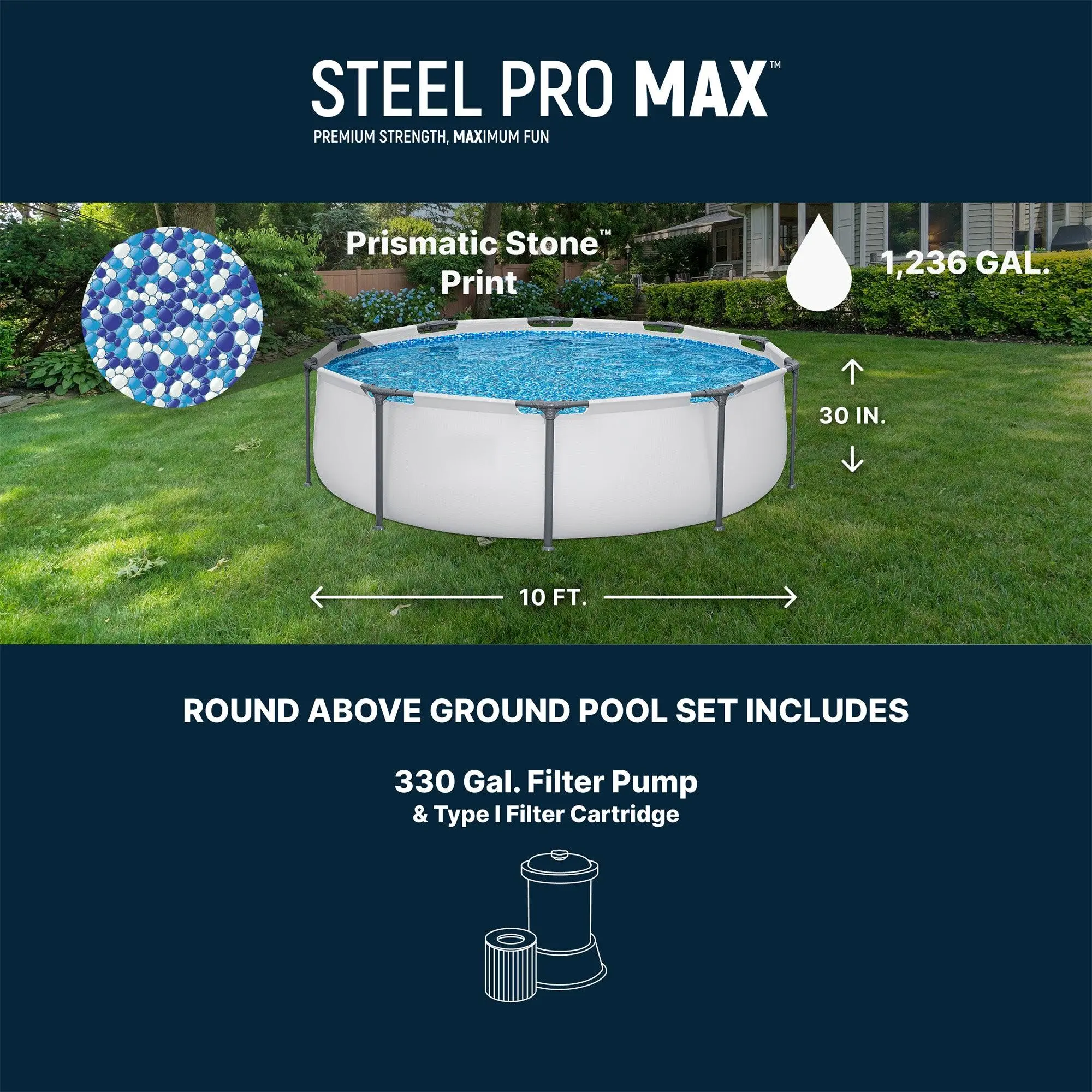Bestway Steel Pro MAX 10ft Above Ground Pool with Pump