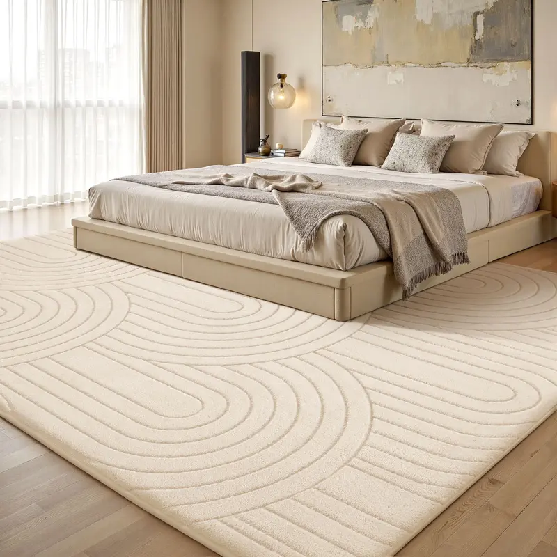 Fluffy Area Rug Soft Geometric Tree Ring