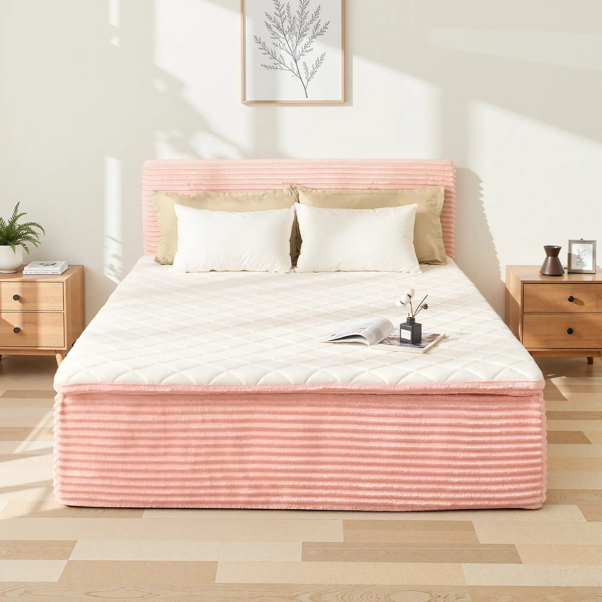 Queen Size Memory Foam Mattress with Removable Headboard, 17" Sofa Bed Full Mattress, Individually Pocketed Springs, Pressure Relief, Motion Isolation, Provides Support, CertiPUR-US Certified - No Assembly Required