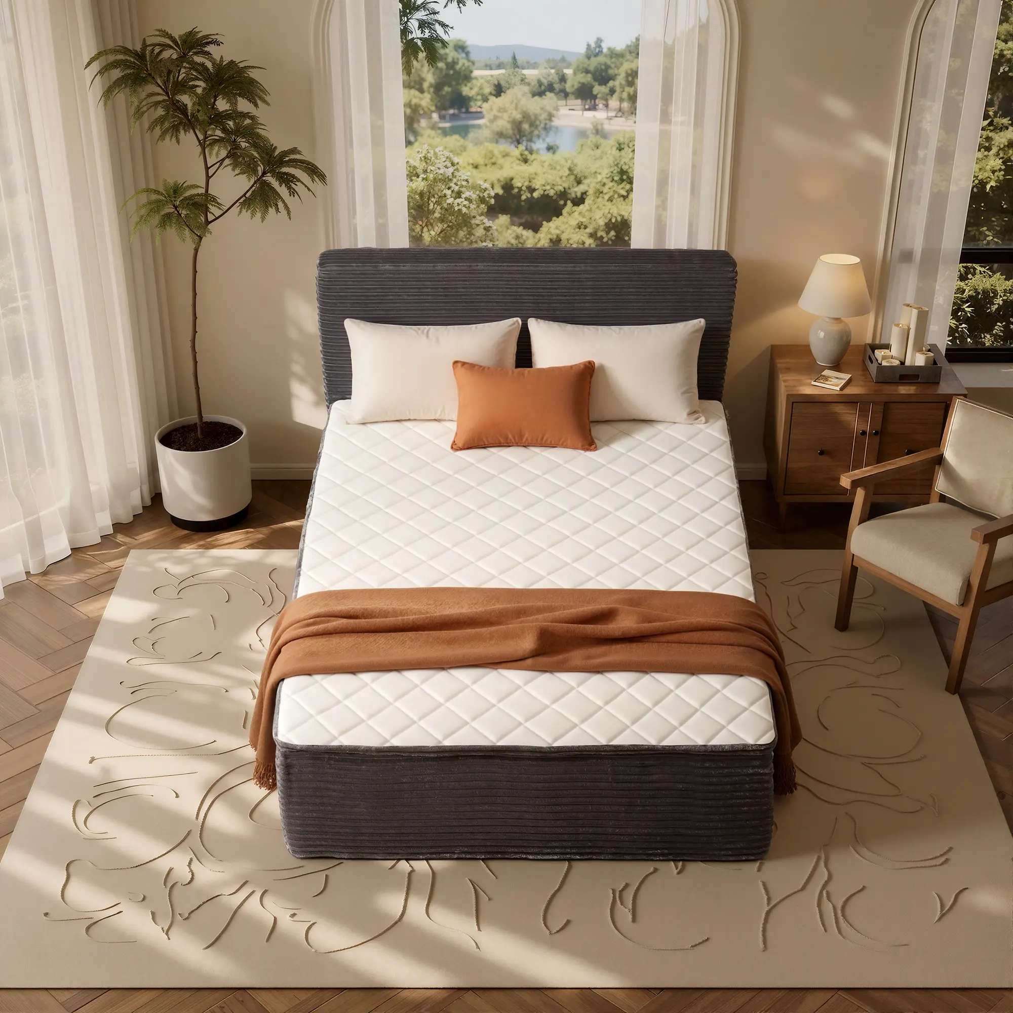 Queen Size Memory Foam Mattress with Removable Headboard, 17" Sofa Bed Full Mattress, Individually Pocketed Springs, Pressure Relief, Motion Isolation, Provides Support, CertiPUR-US Certified - No Assembly Required