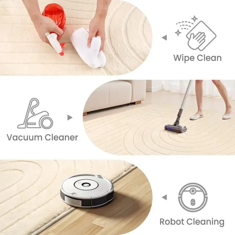 Easy-care fluffy rug - simple vacuum and hand wash maintenance