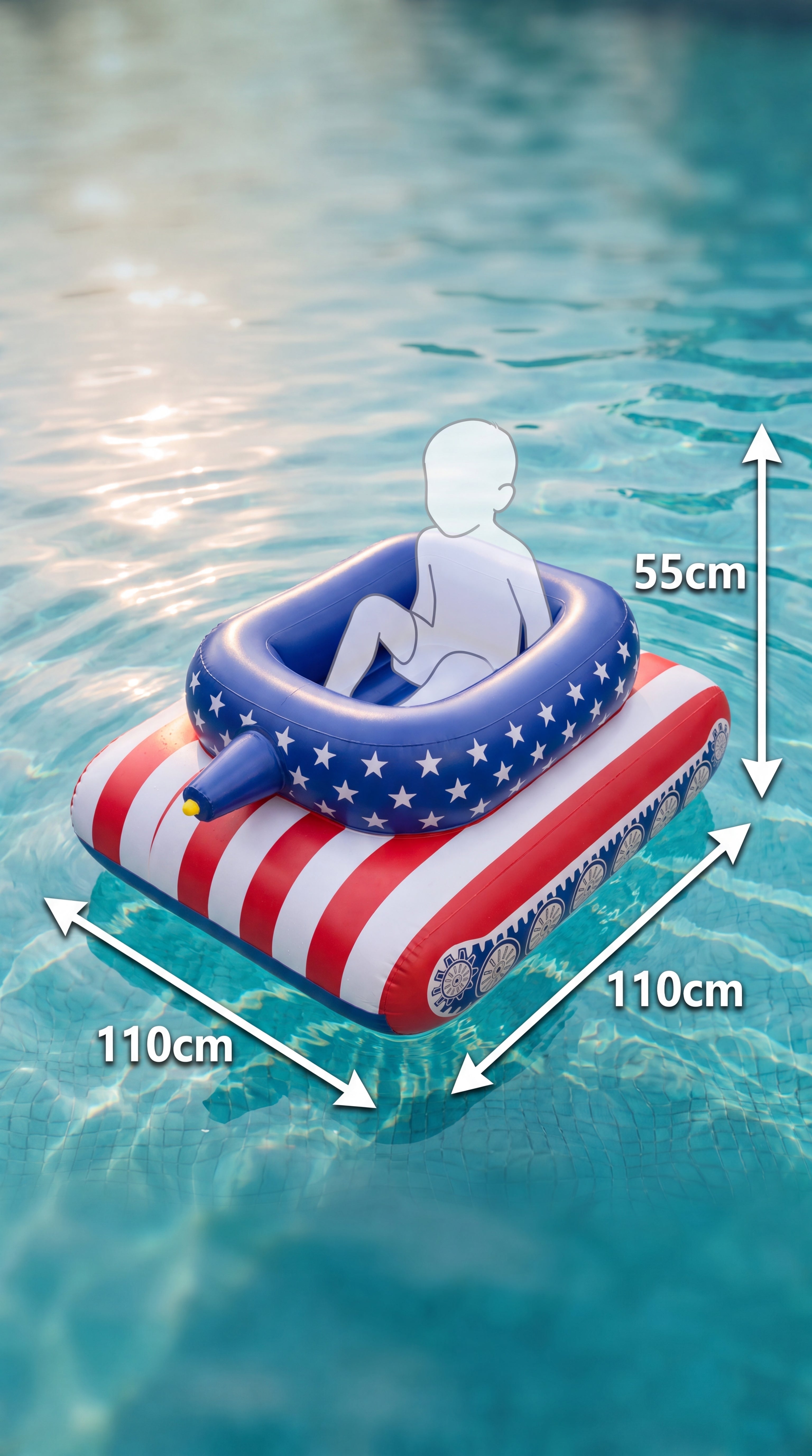 USA Pool Tank/ Inflatable American Flag Tank Pool Float With Built-In Water Cannon