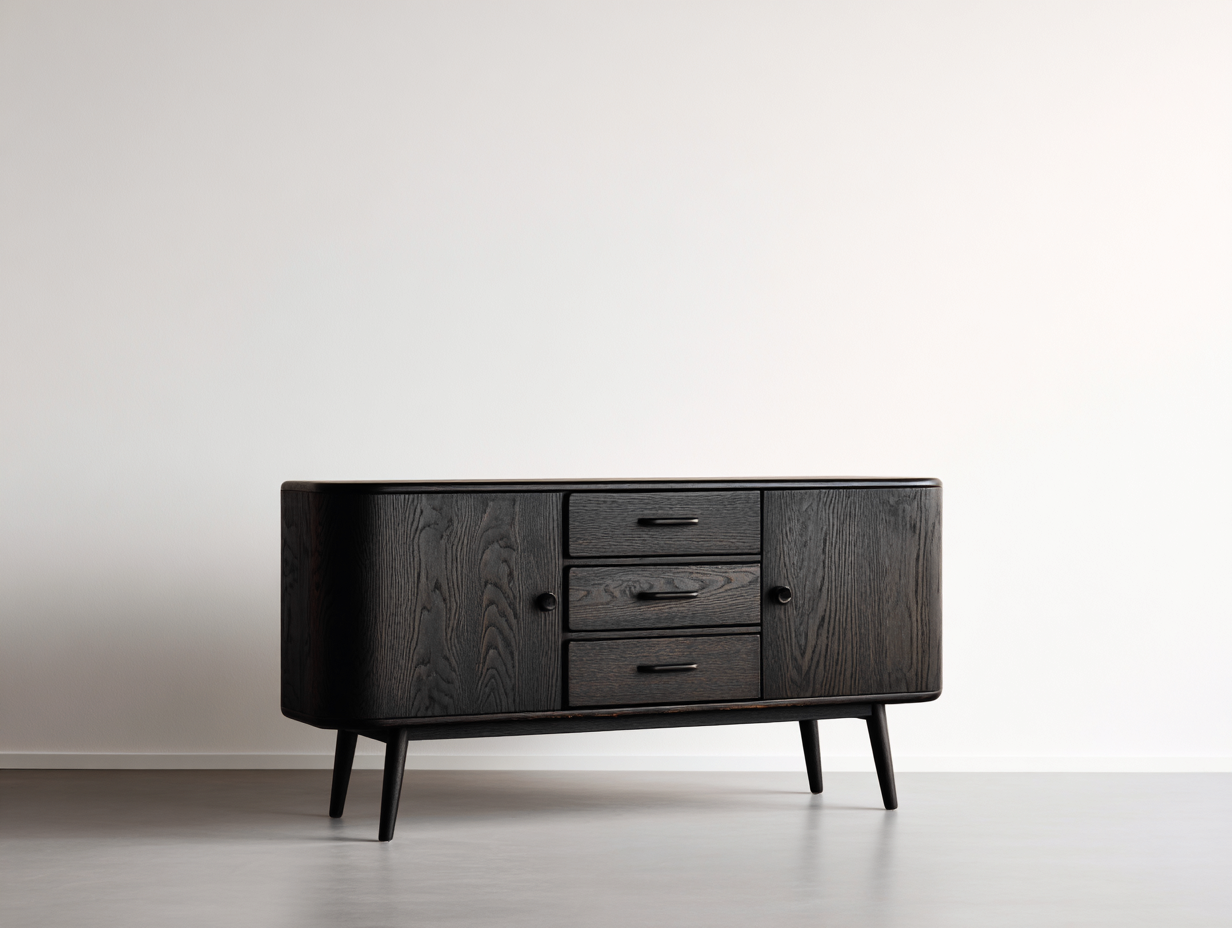 Mobile ingresso in legno effetto rovere nero 120x40x78 cm per ingresso - stile moderno con ante e cassetti-Milolihaus