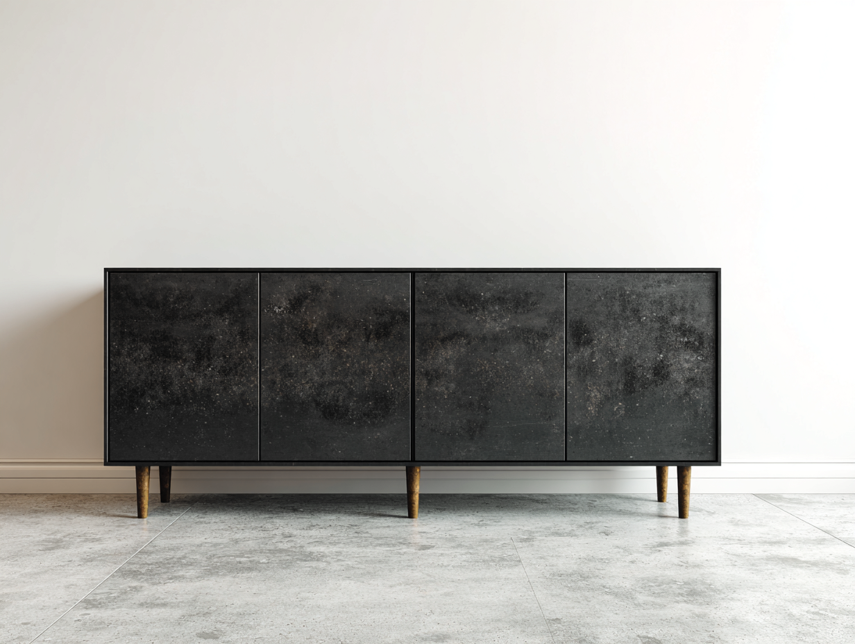 Mobile ingresso in legno nero 160x40x82 cm per ingresso - stile moderno con 4 ante-Milolihaus
