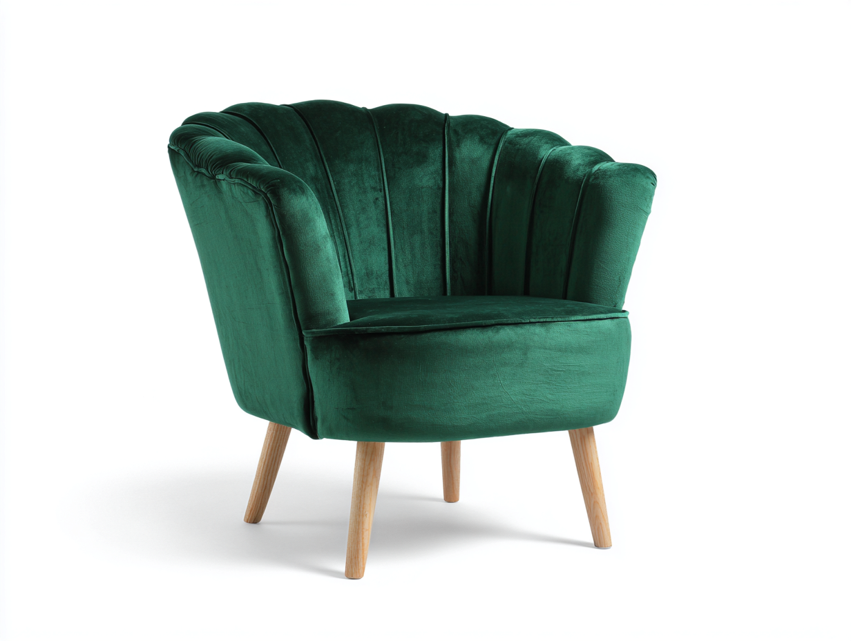 Poltrona in velluto verde smeraldo 78x72x86 cm per soggiorno - design moderno con schienale avvolgente-Milolihaus