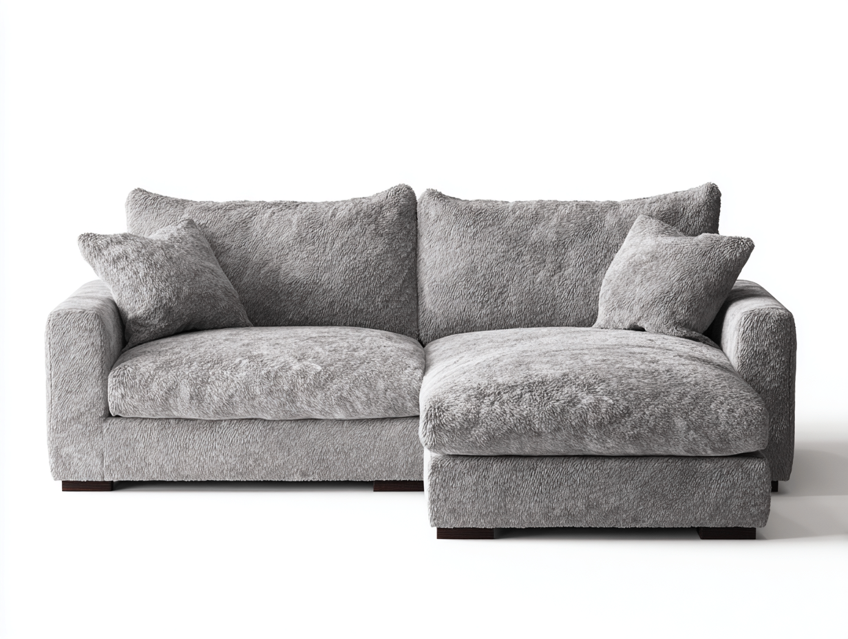 Divano angolare in tessuto bouclé 268x165x86 cm grigio chiaro per soggiorno - design moderno con seduta profonda-Milolihaus