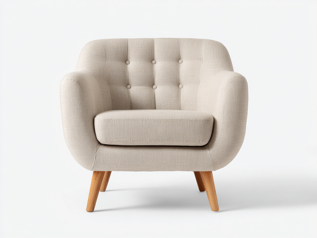 Poltrona in tessuto beige chiaro 76x74x84 cm per soggiorno - design moderno con schienale imbottito-Milolihaus