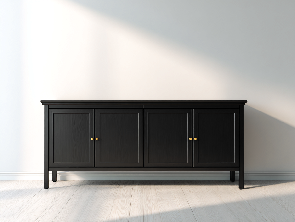 Mobile ingresso in legno 190x45x82 cm nero-oro per ingresso - design moderno con 4 ante-Milolihaus
